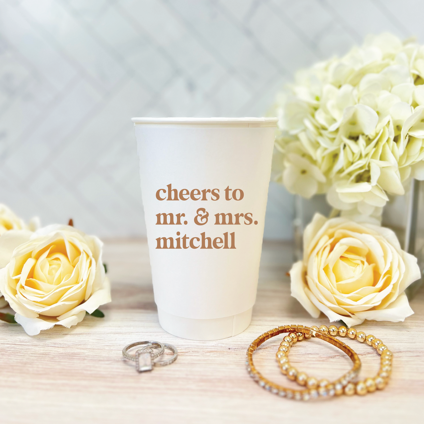 Custom Monogram Personalized Wedding Paper Cups