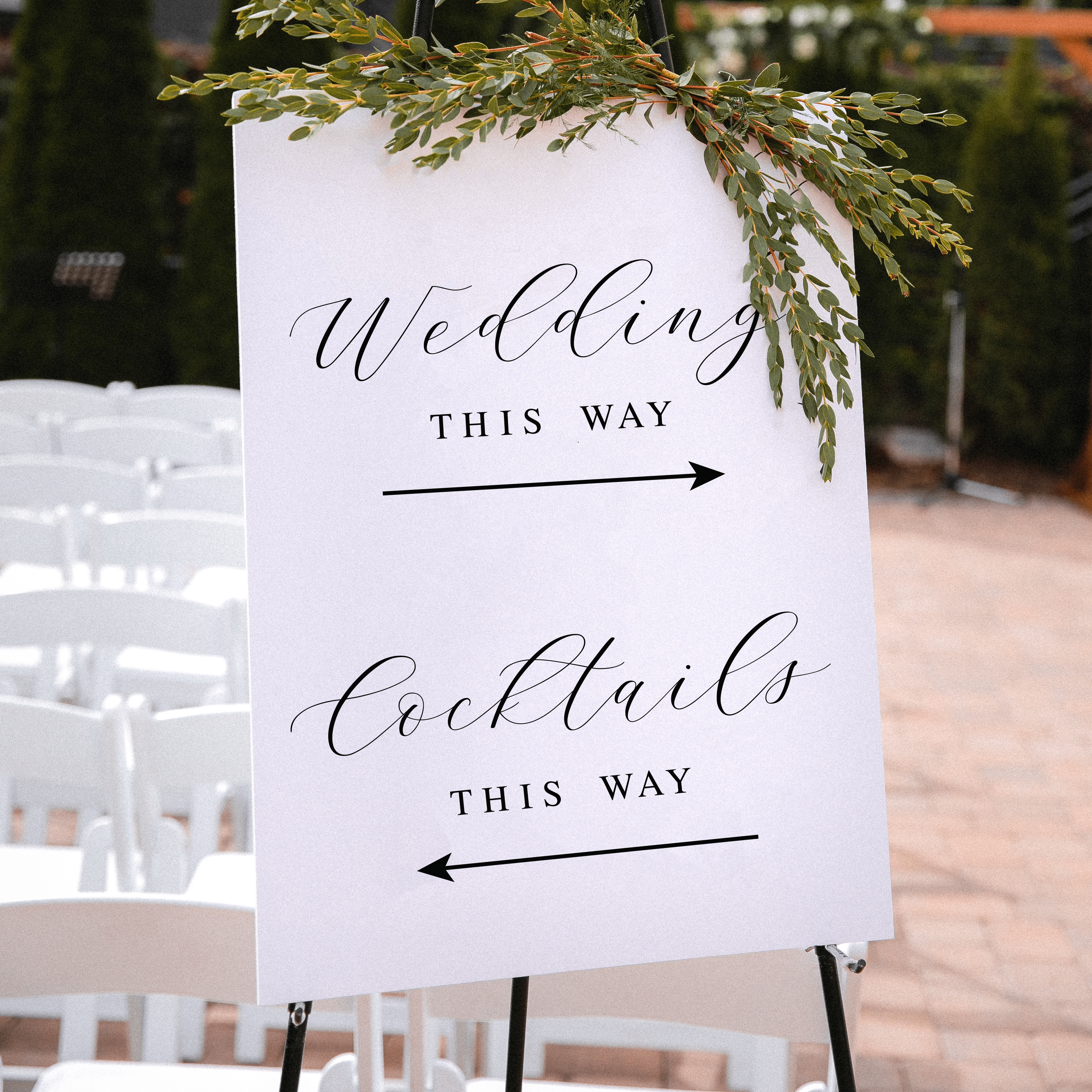 Wedding & Cocktails Directional Ceremony Sign - Welcome Sign
