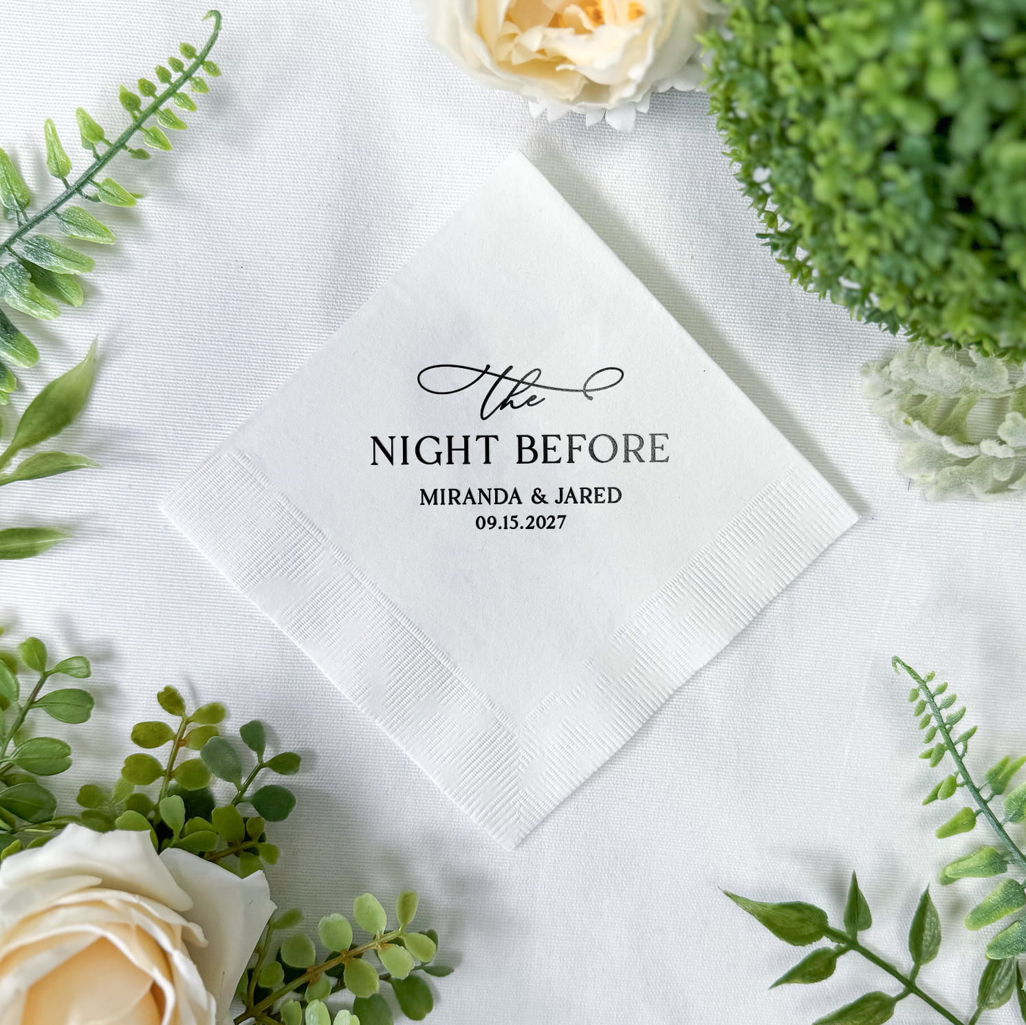The Night Before cocktail napkins real photo — personalized wedding napkins