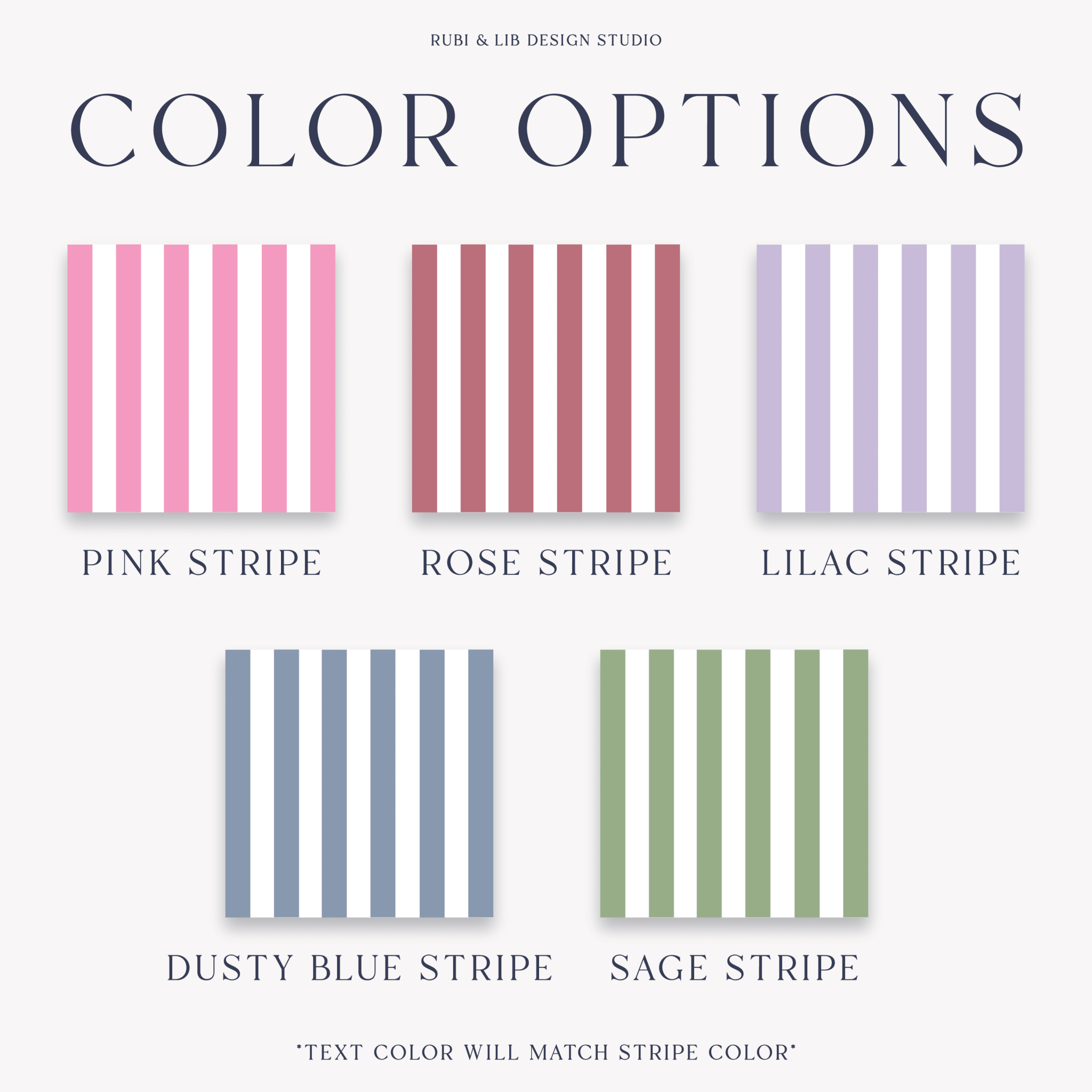 Striped champagne tower bachelorette banner - Printify color chart showing available stripe and text color options