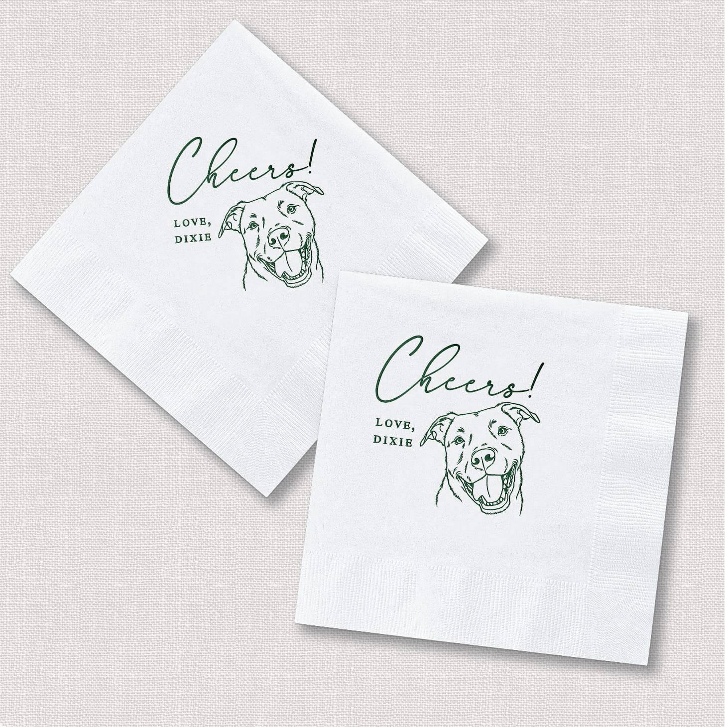 Custom Pet Cheers square and diamond acrylic coasters — personalized pet wedding coasters