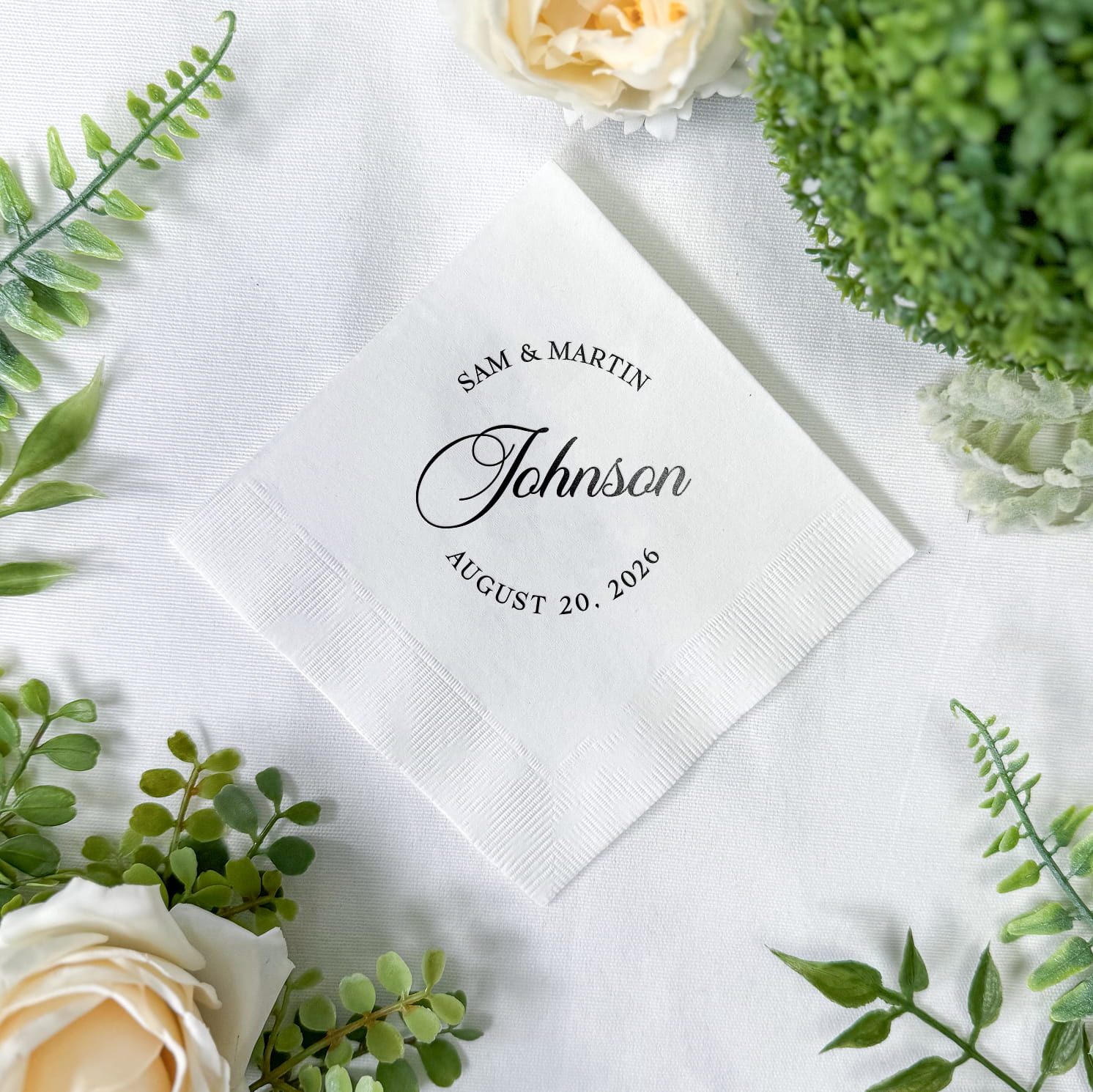 Modern monogram personalized cocktail napkins - real photo