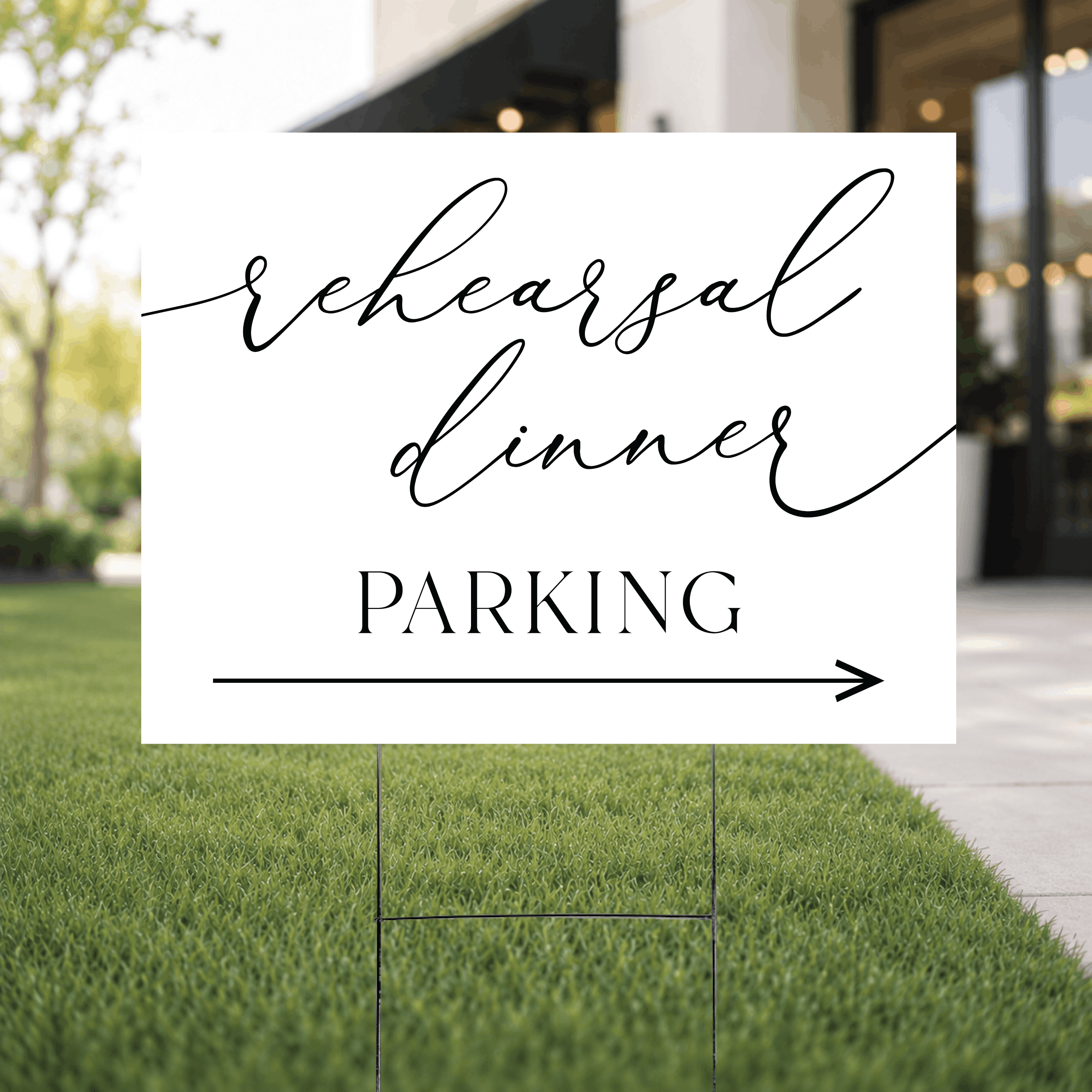 Rehearsal dinner parking yard sign lifestyle photo