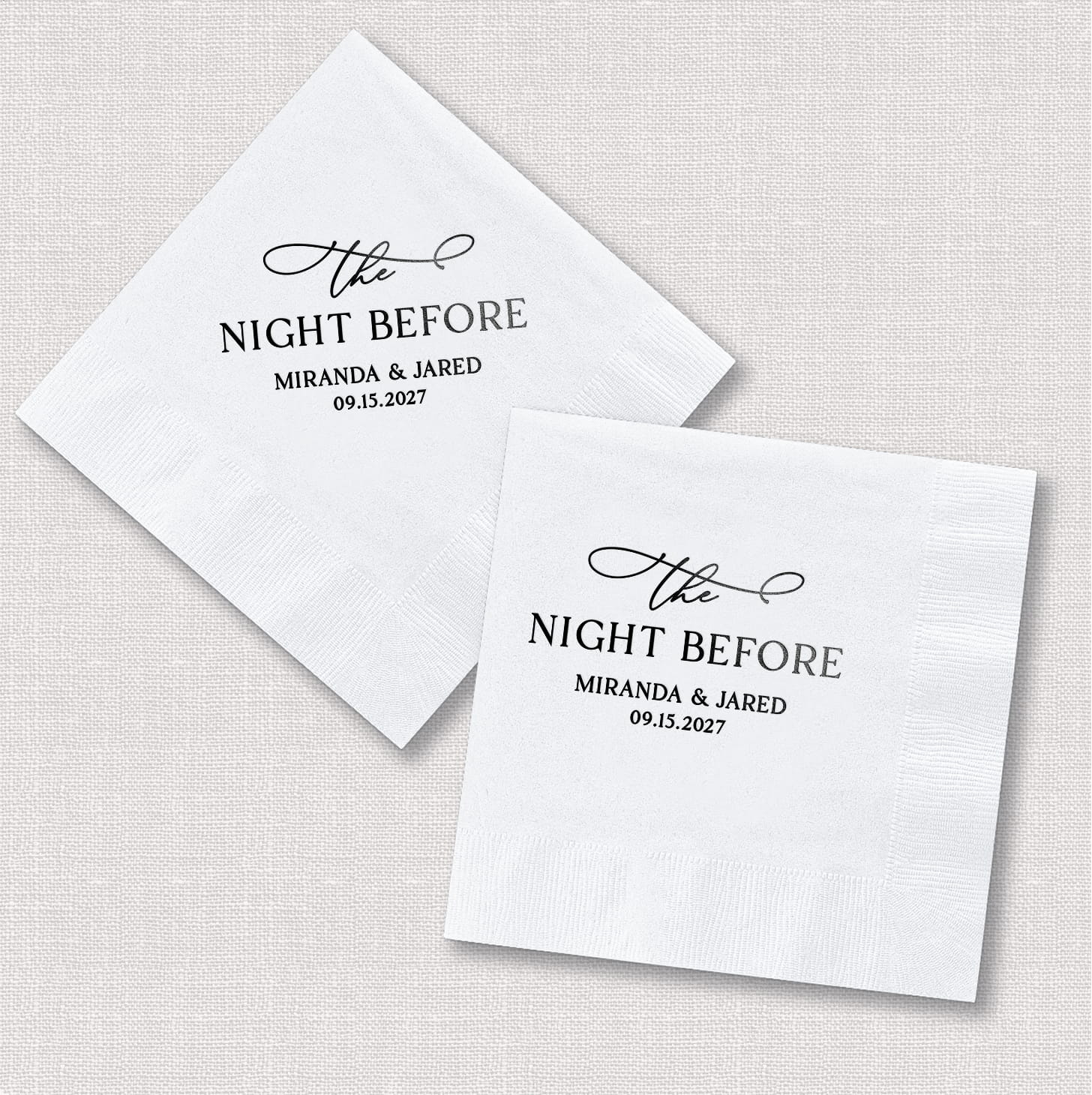 The Night Before square and diamond neoprene can coolers — wedding bundle