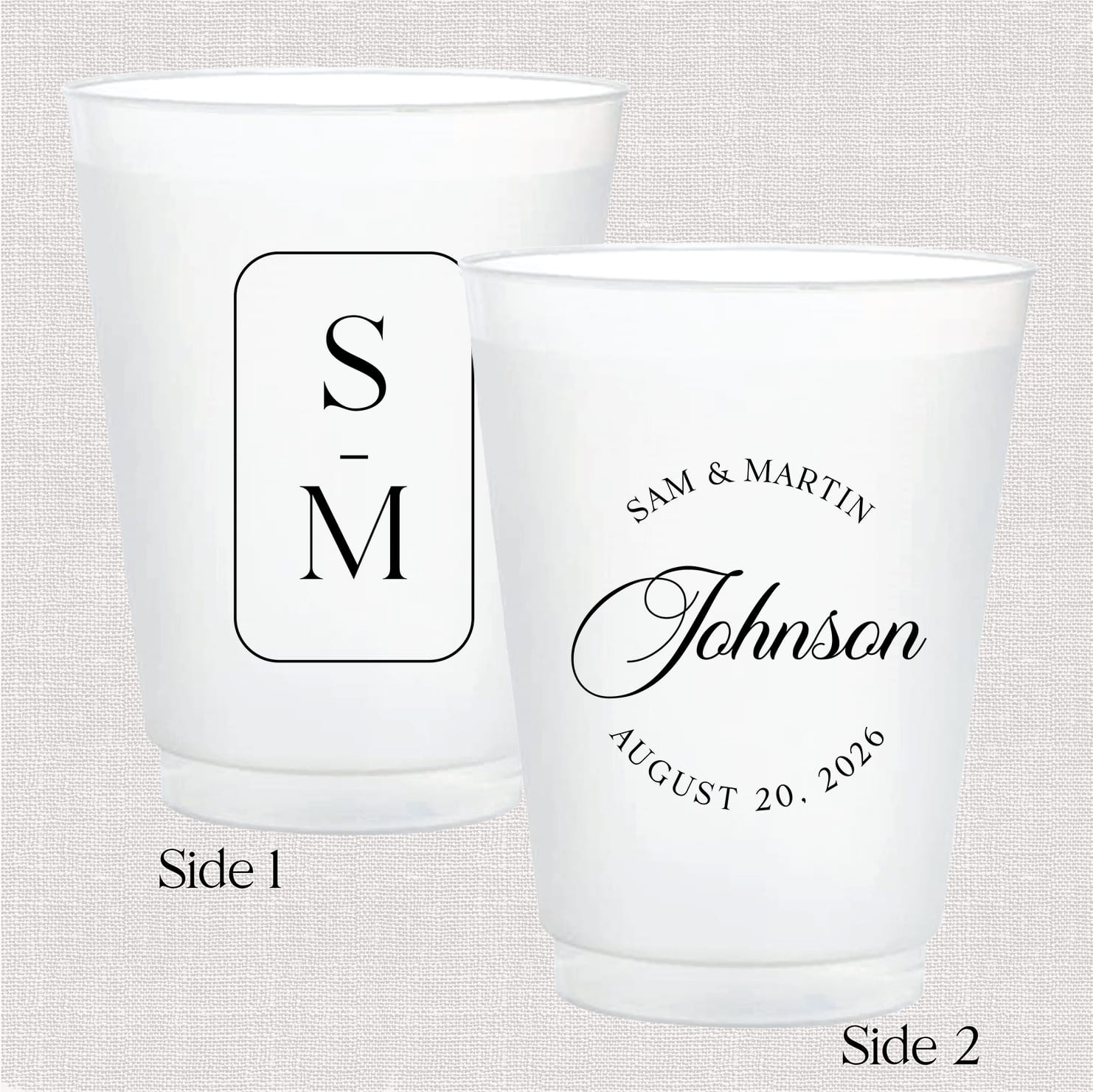 Modern monogram personalized 16oz frosted shatterproof cups - web photo