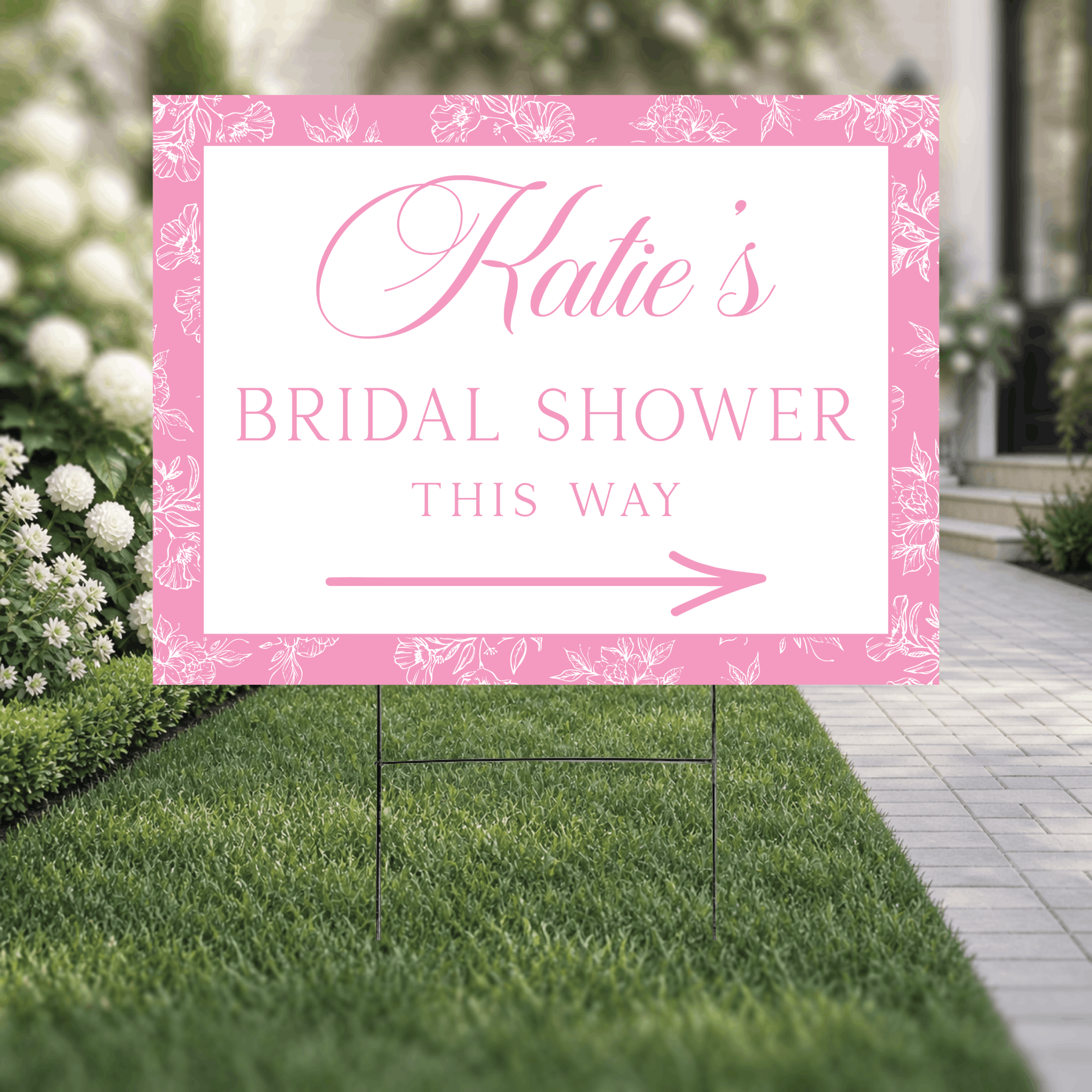 Personalized floral bridal shower yard sign additional view