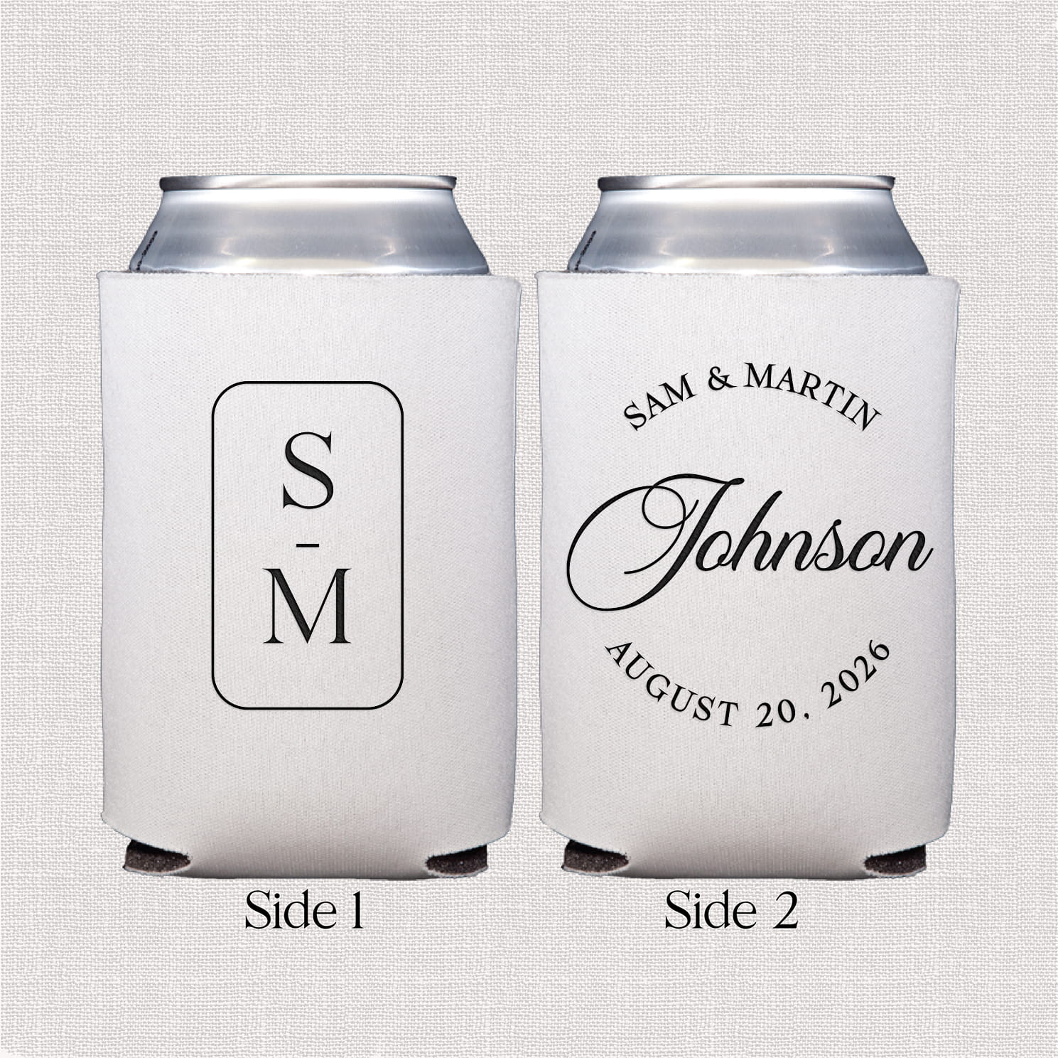 Modern monogram personalized standard neoprene can coolers - web photo