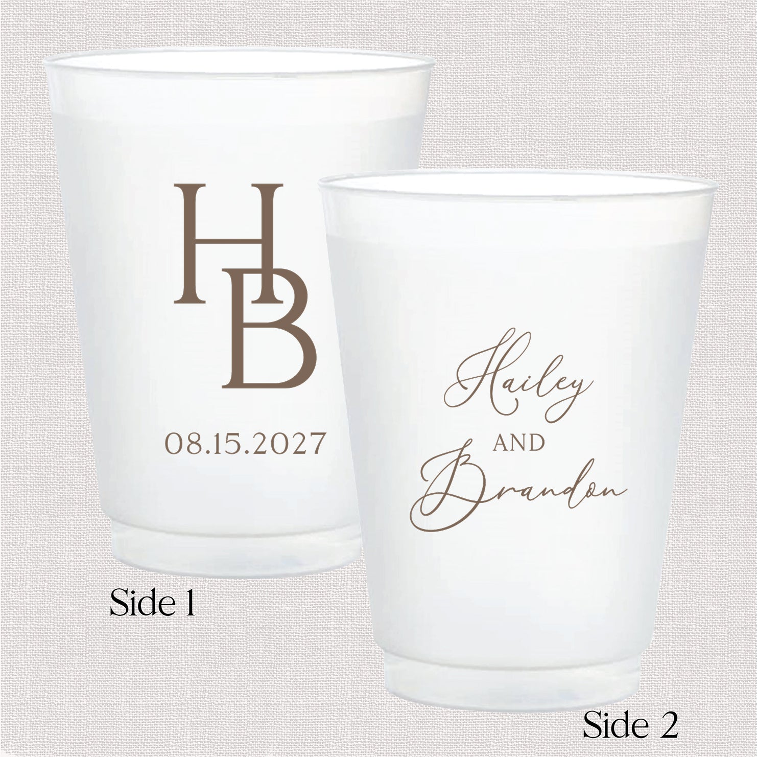 Modern Initial Wedding Bundle Shatterproof Cups Web Photo - Rubi and Lib