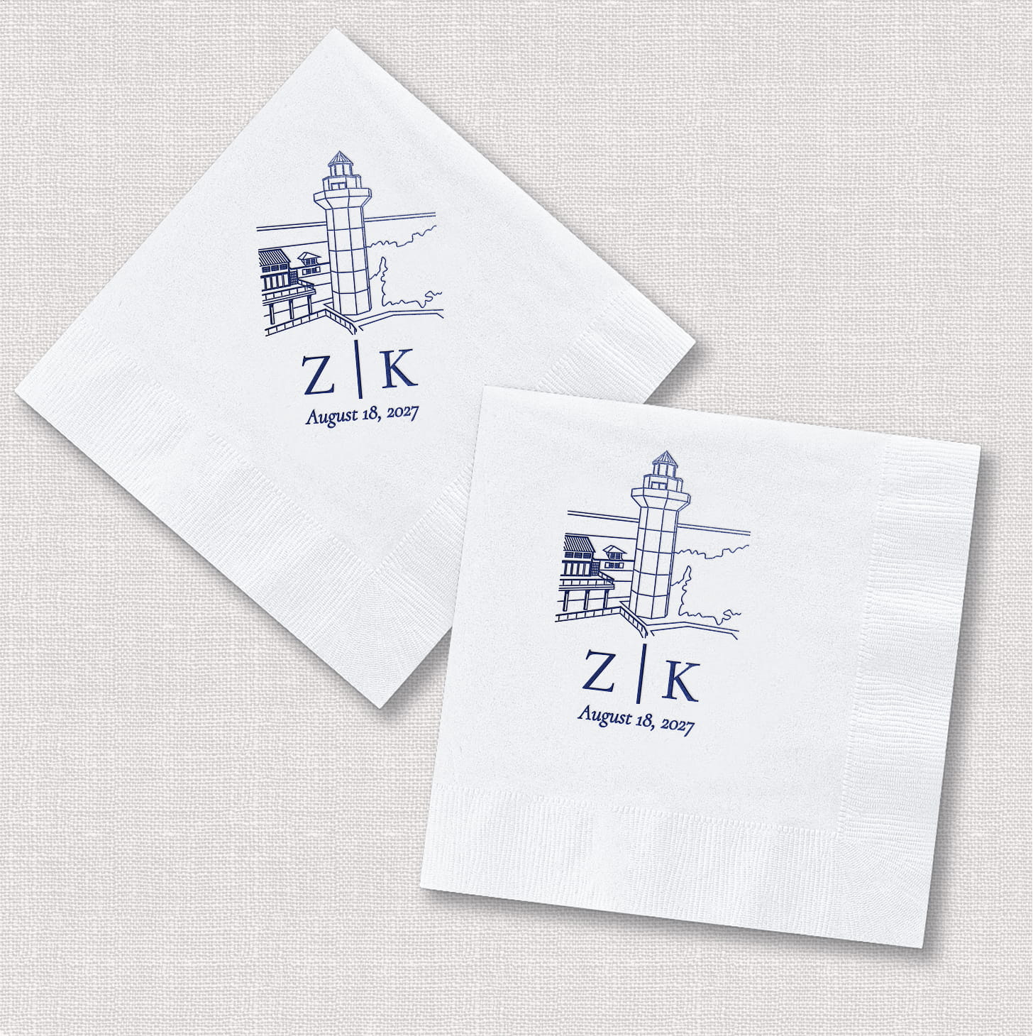 Venue Initials square and diamond acrylic coasters — personalized wedding coasters with venue initials design