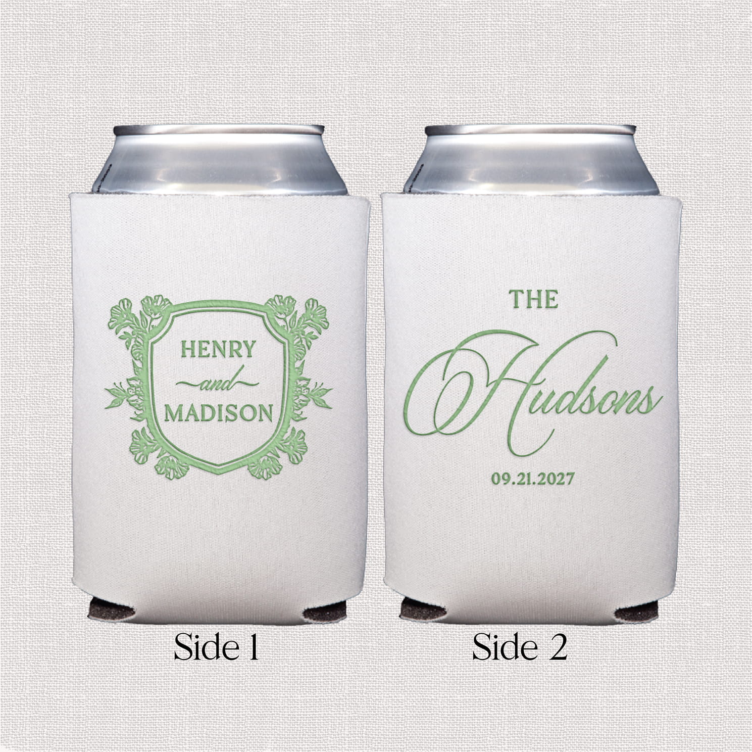 Floral Toile personalized standard neoprene can coolers - web photo