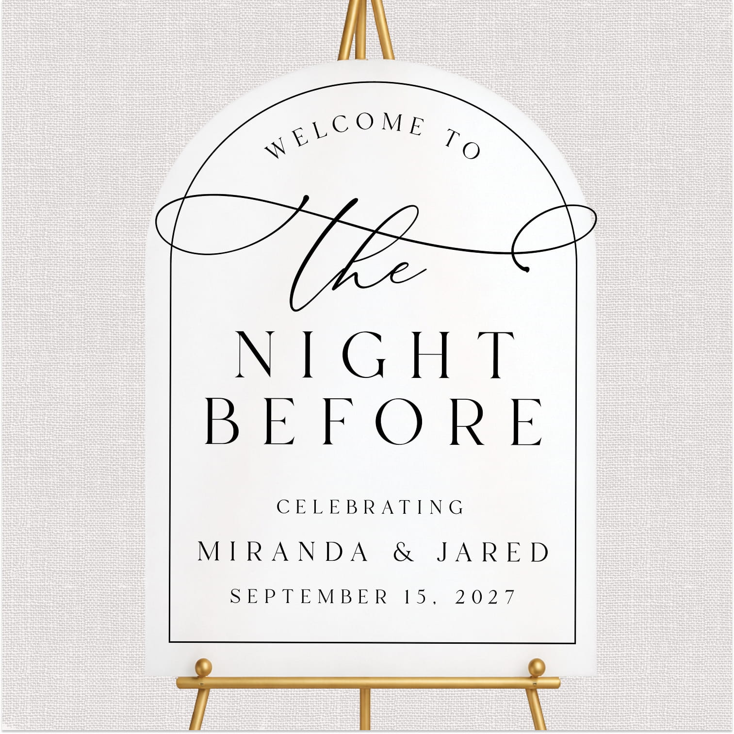 The Night Before wedding bar bundle group photo — personalized rehearsal dinner suite