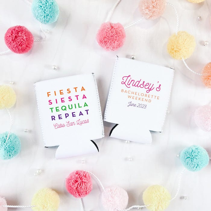 Fiesta Siesta Tequila Repeat Bachelorette Beer Can Cooler - Can Cooler - Full Color