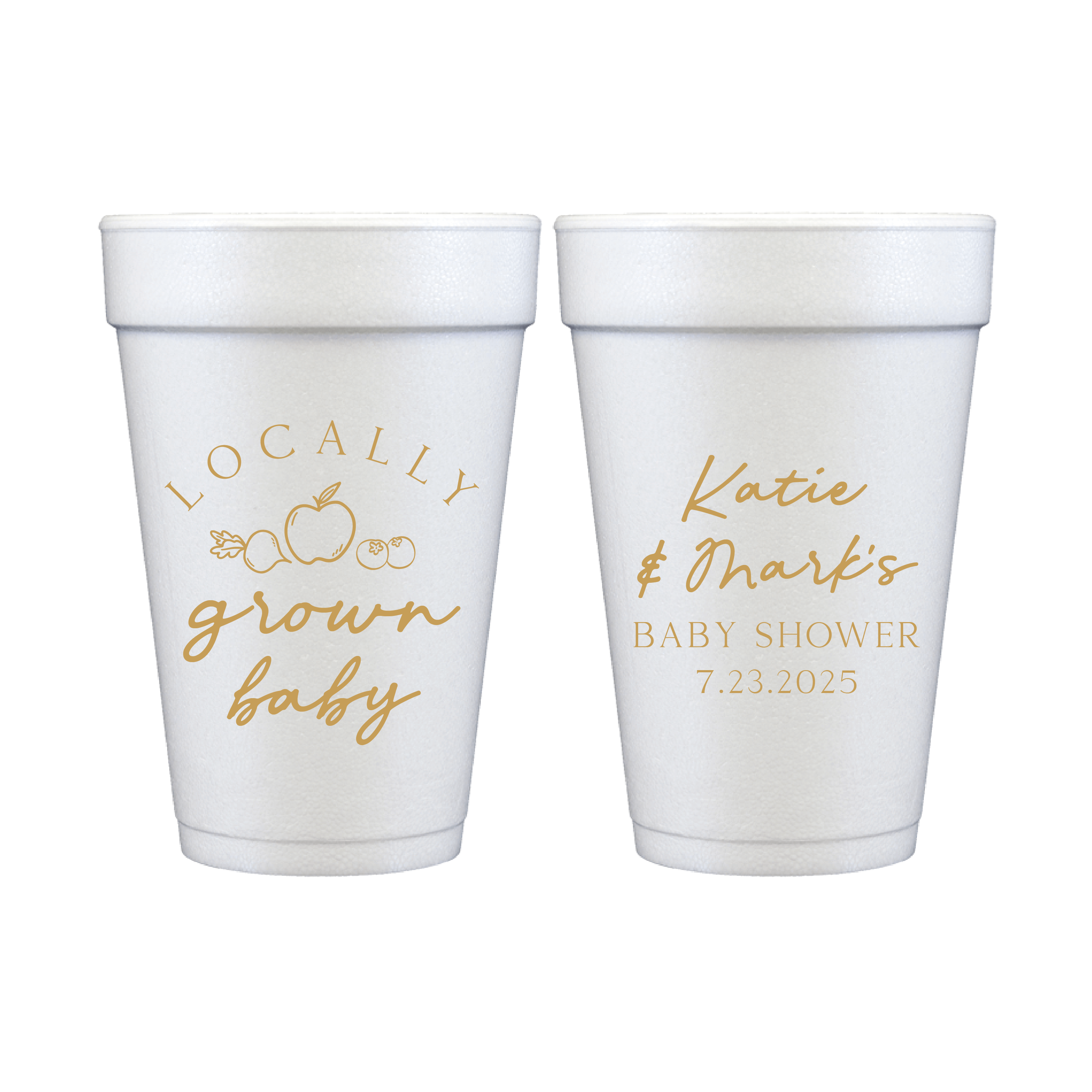 Locally Grown Baby Shower Foam Cups