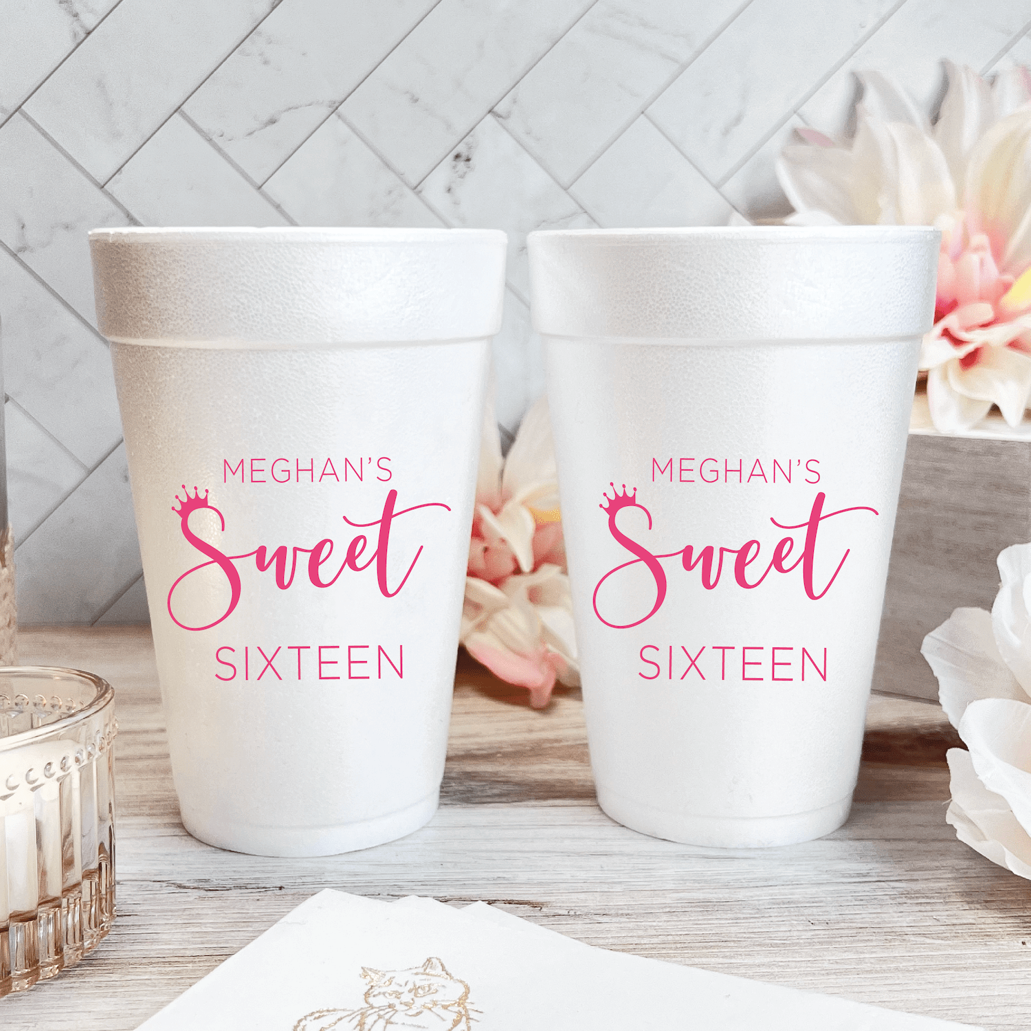 Royal Sweet Sixteen Birthday Foam Cups