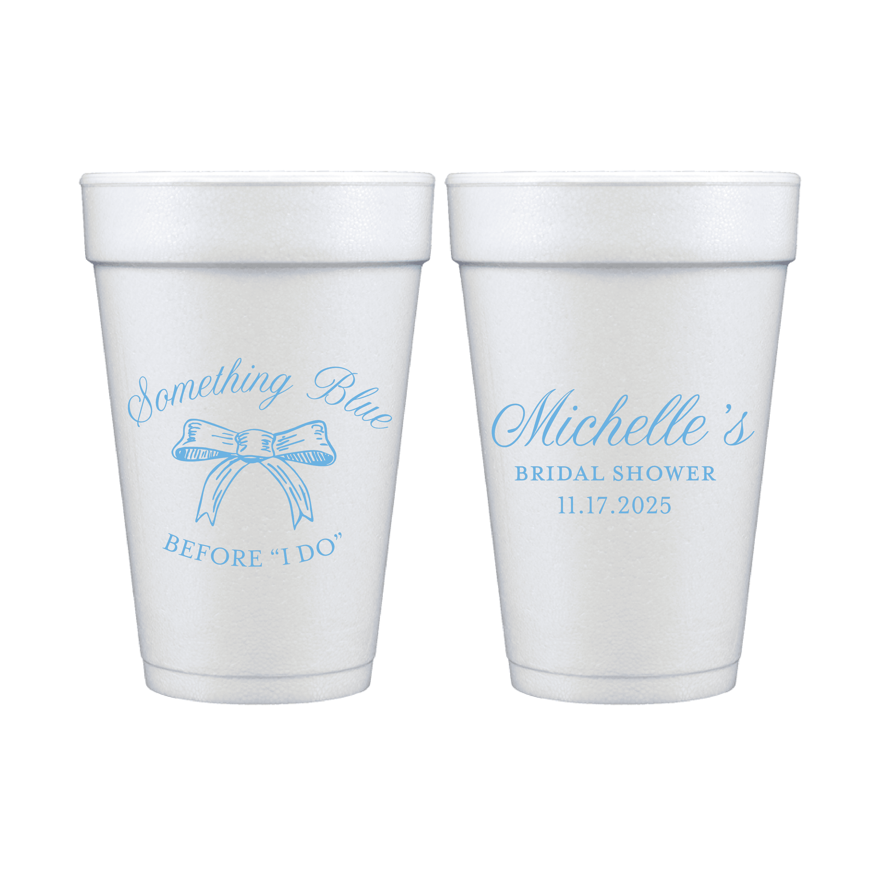 Something Blue Personalized Bridal Shower Foam Cups - Cup - Foam