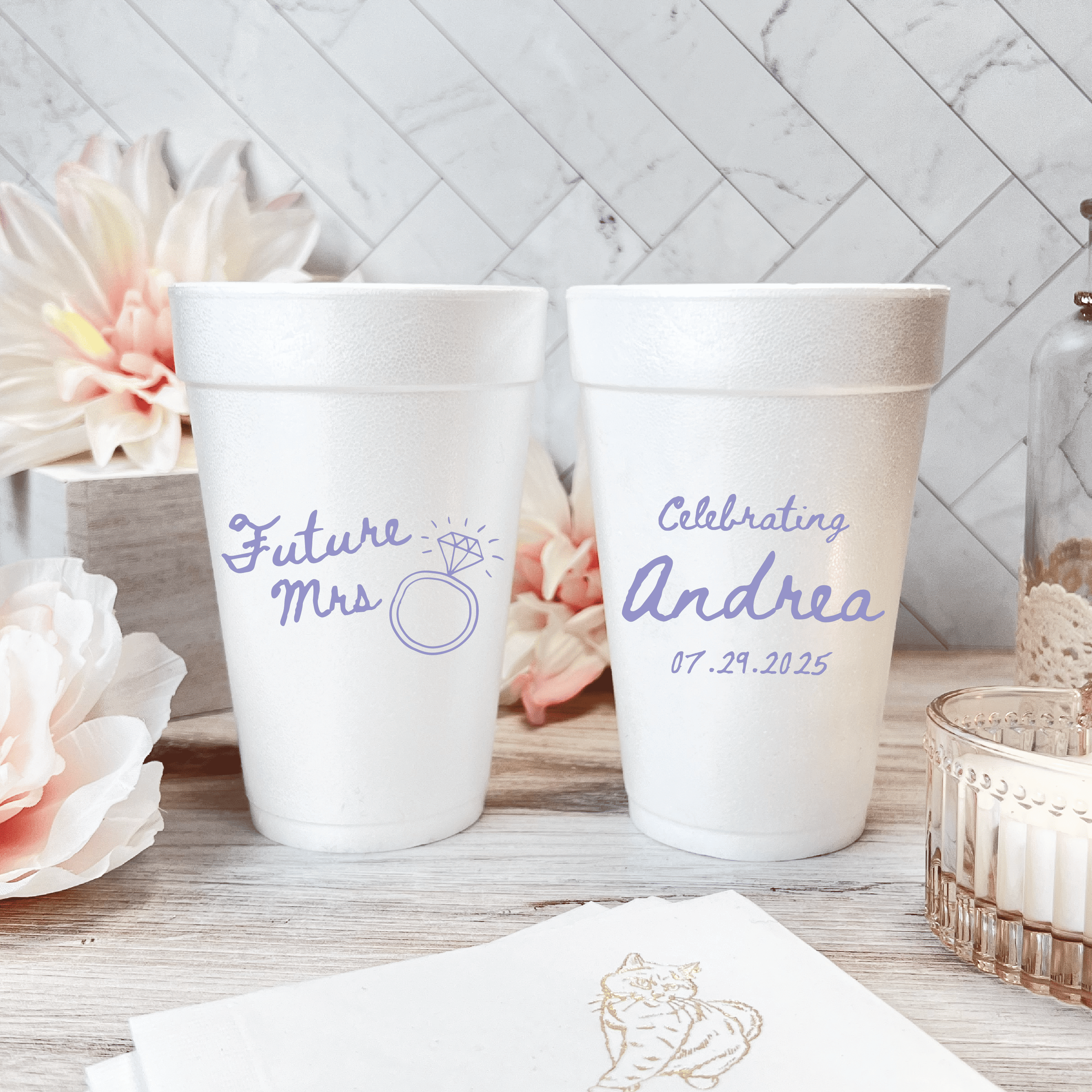 Future Mrs With Ring Bridal Shower Foam Cups - Cup - Foam