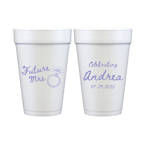 Future Mrs With Ring Bridal Shower Foam Cups