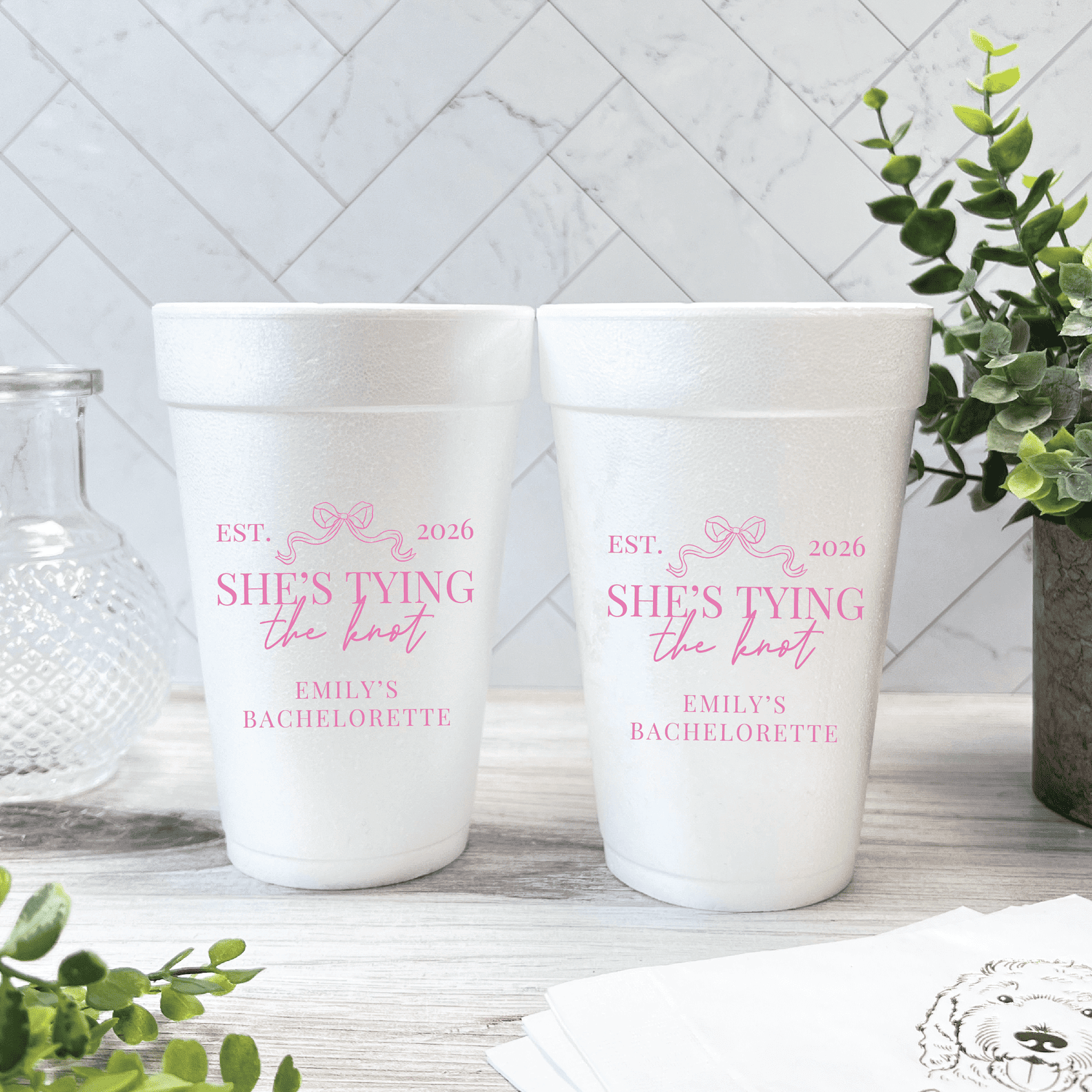 She's Tying The Knot Bachelorette Foam Cups - Cup - Foam