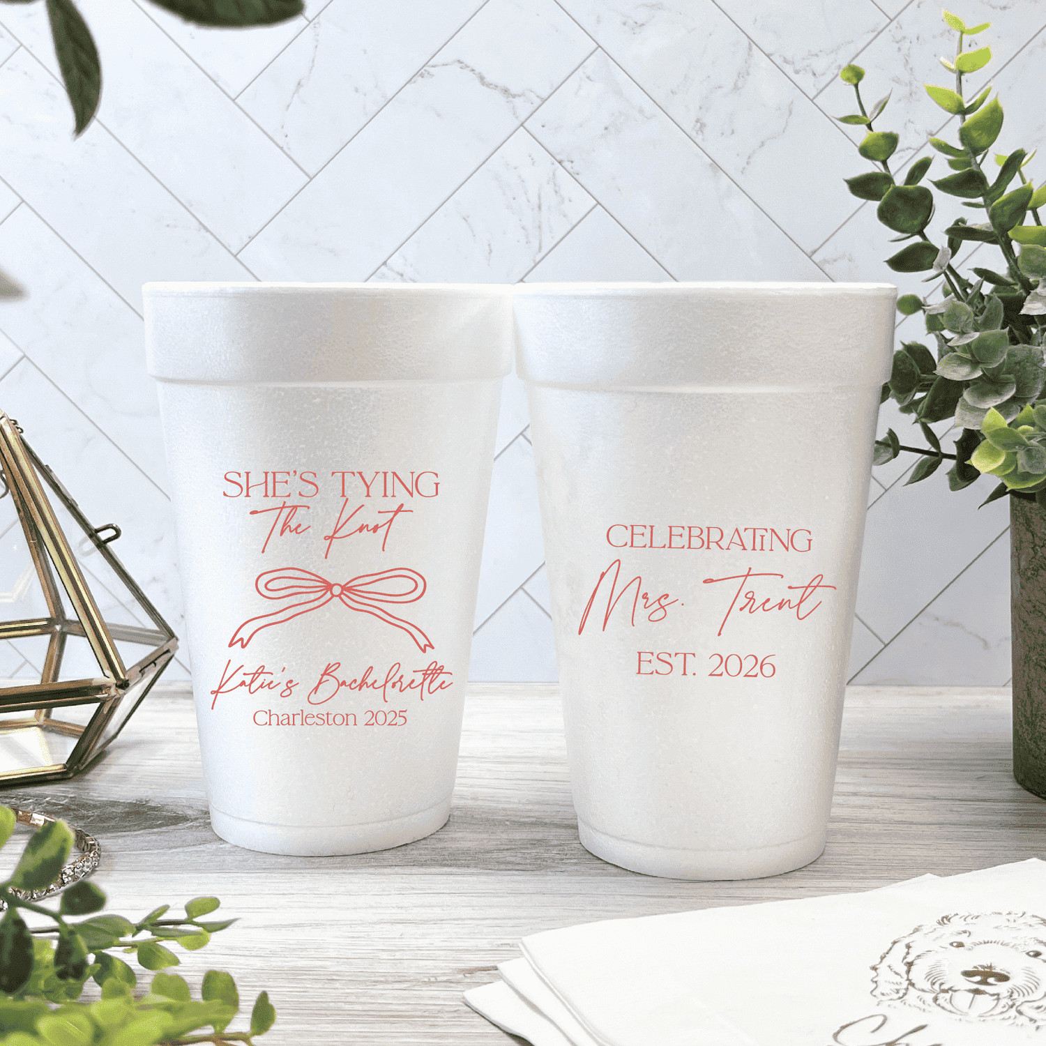 She's Tying The Knot Bachelorette Foam Cups - Cup - Foam