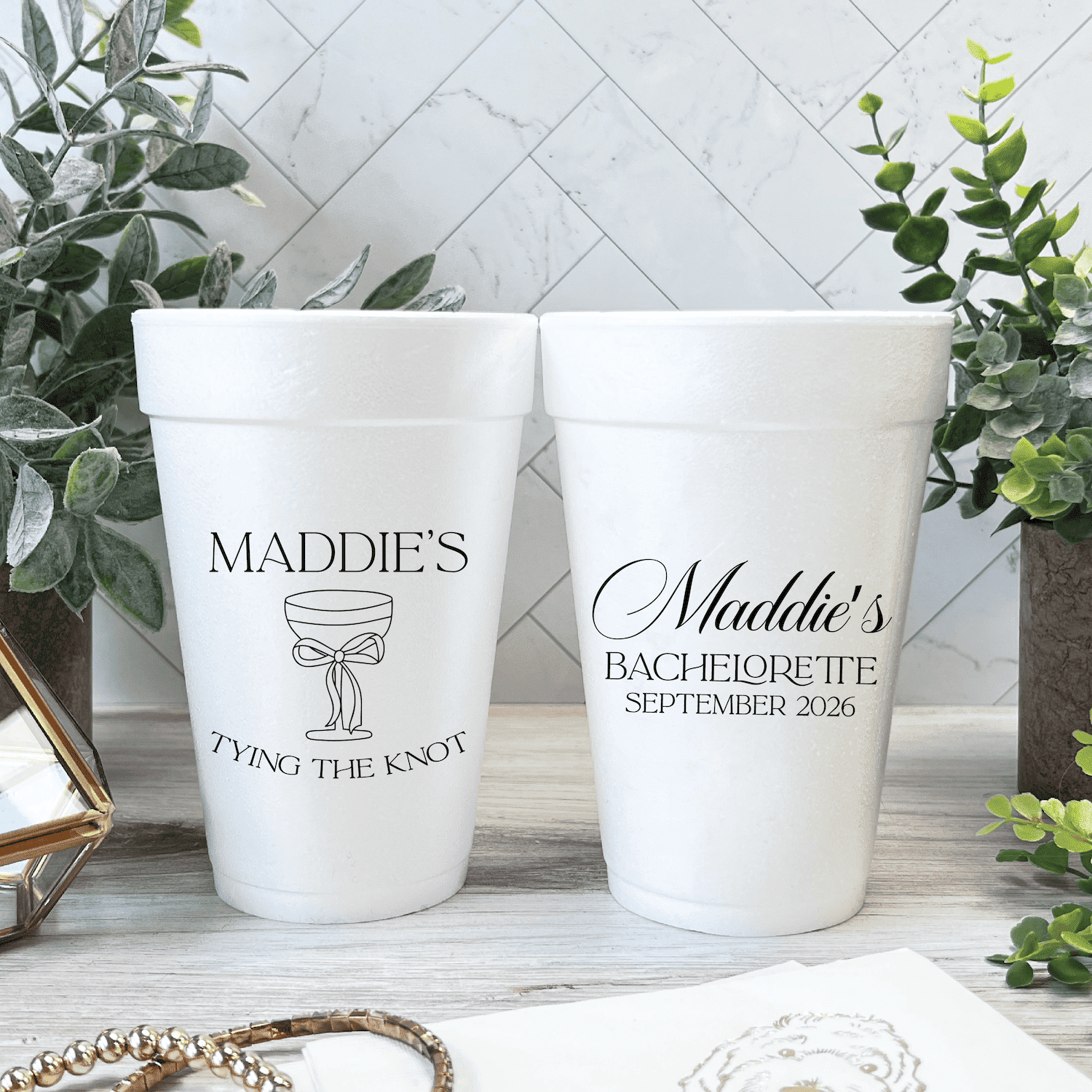 Tying The Knot Bachelorette Foam Cups - Cup - Foam