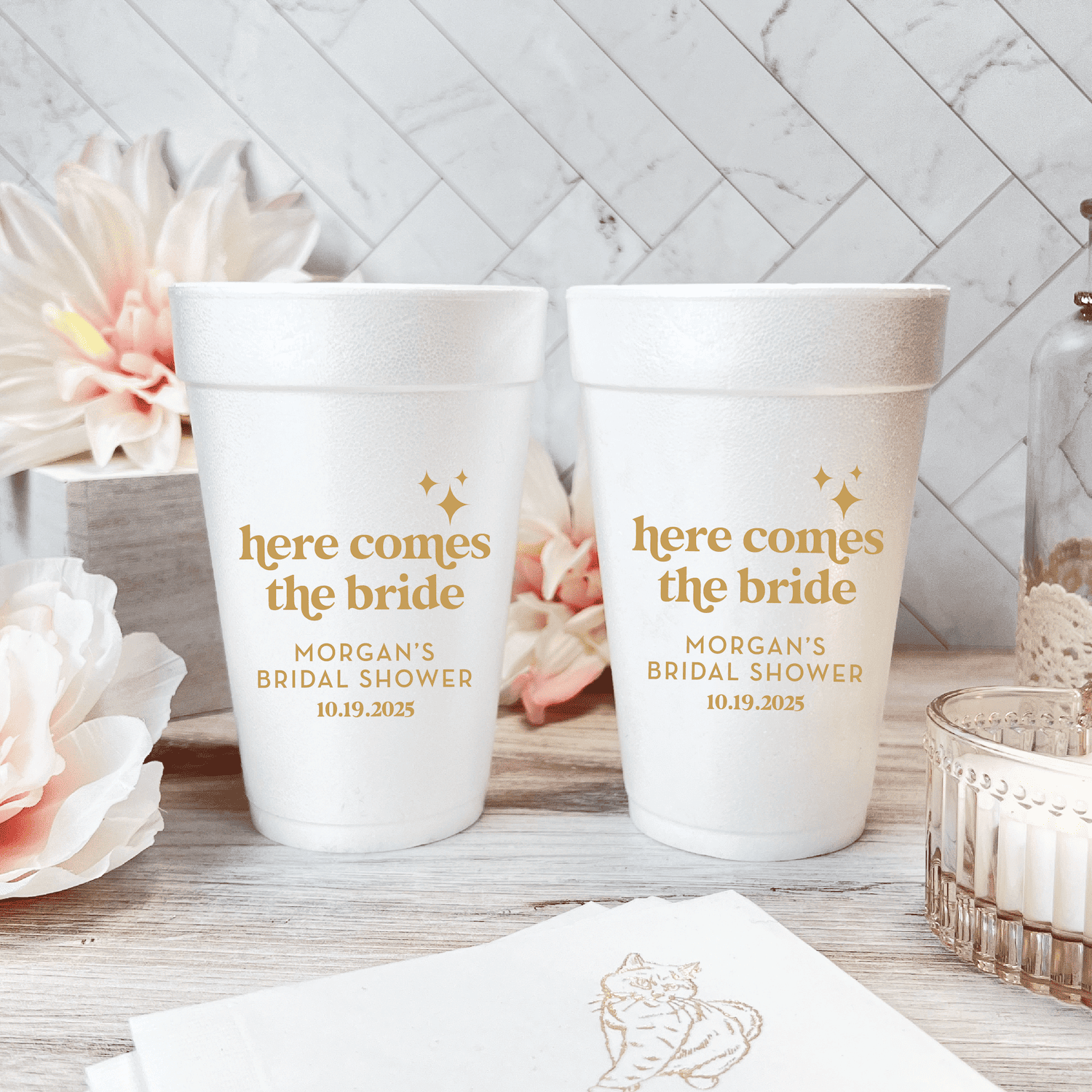 Here Comes the Bride Foam Cups - Cup - Foam