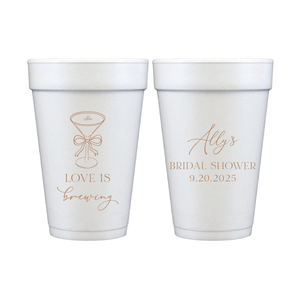 Love Is Brewing Bridal Shower Foam Cups