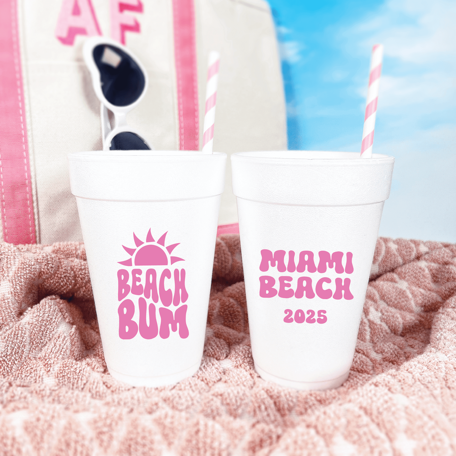 Beach Bum Vibes Foam Cups