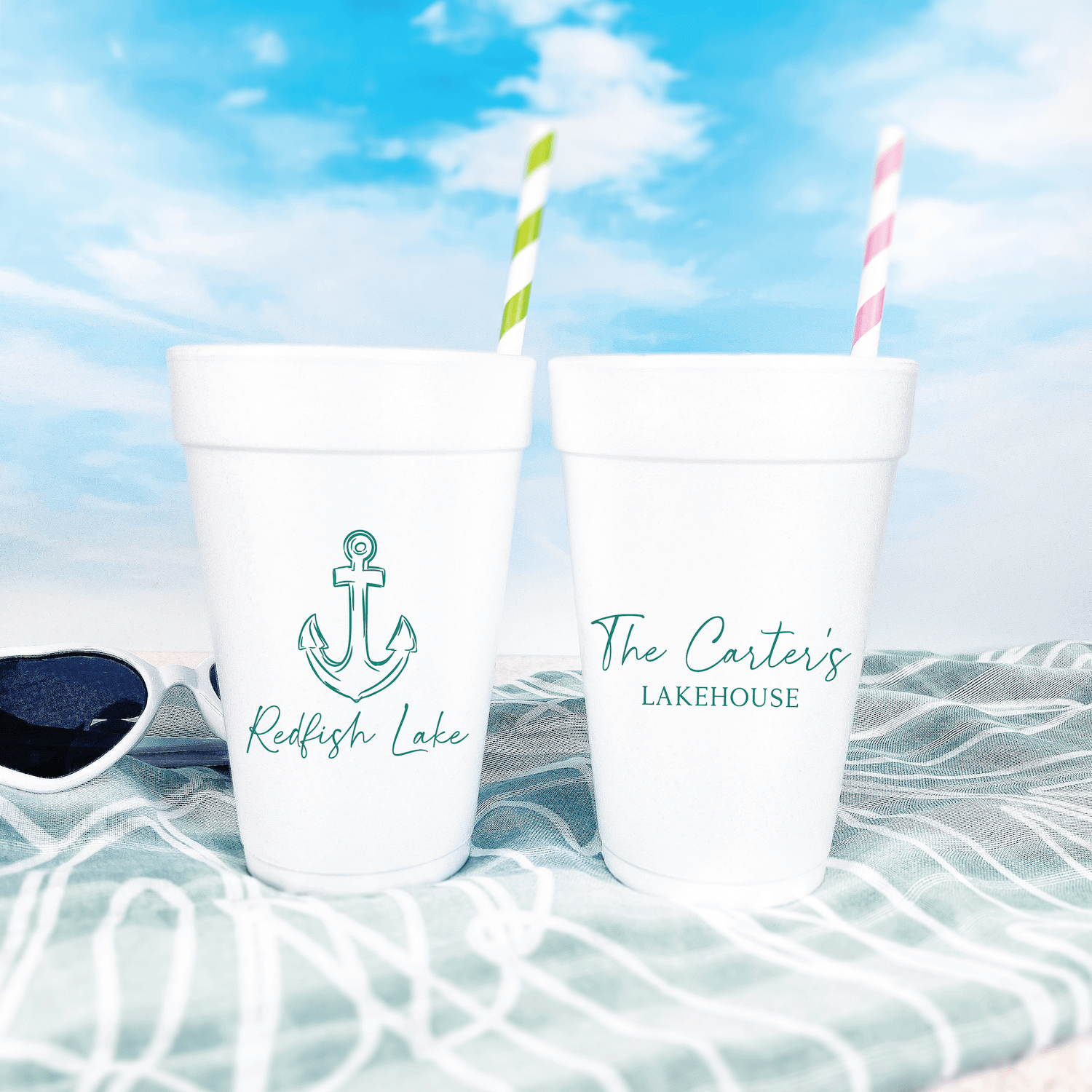Nautical Lakehouse Foam Cups
