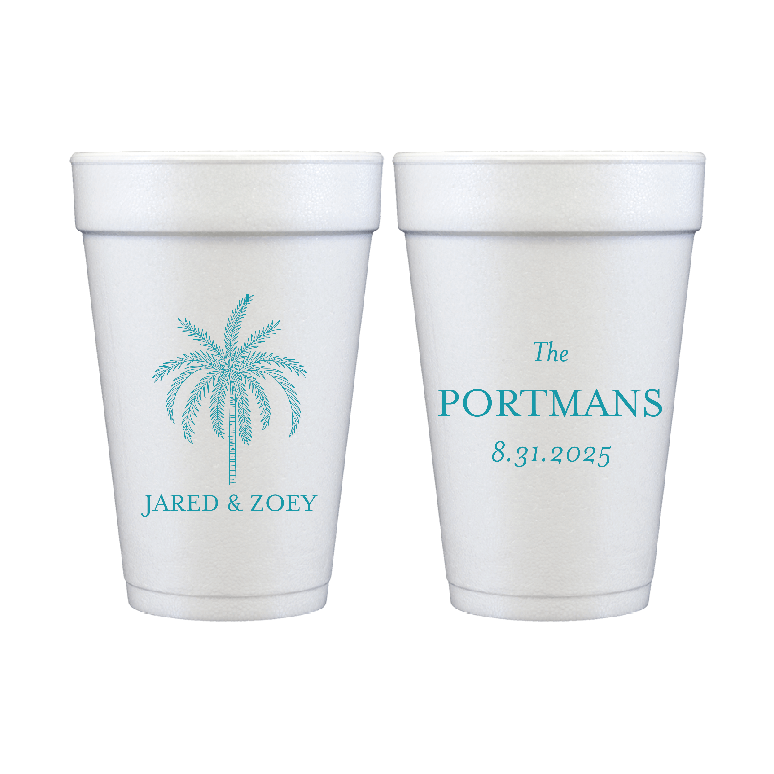 Tropical Palm Tree Personalized Foam Wedding Cups - Cup - Foam