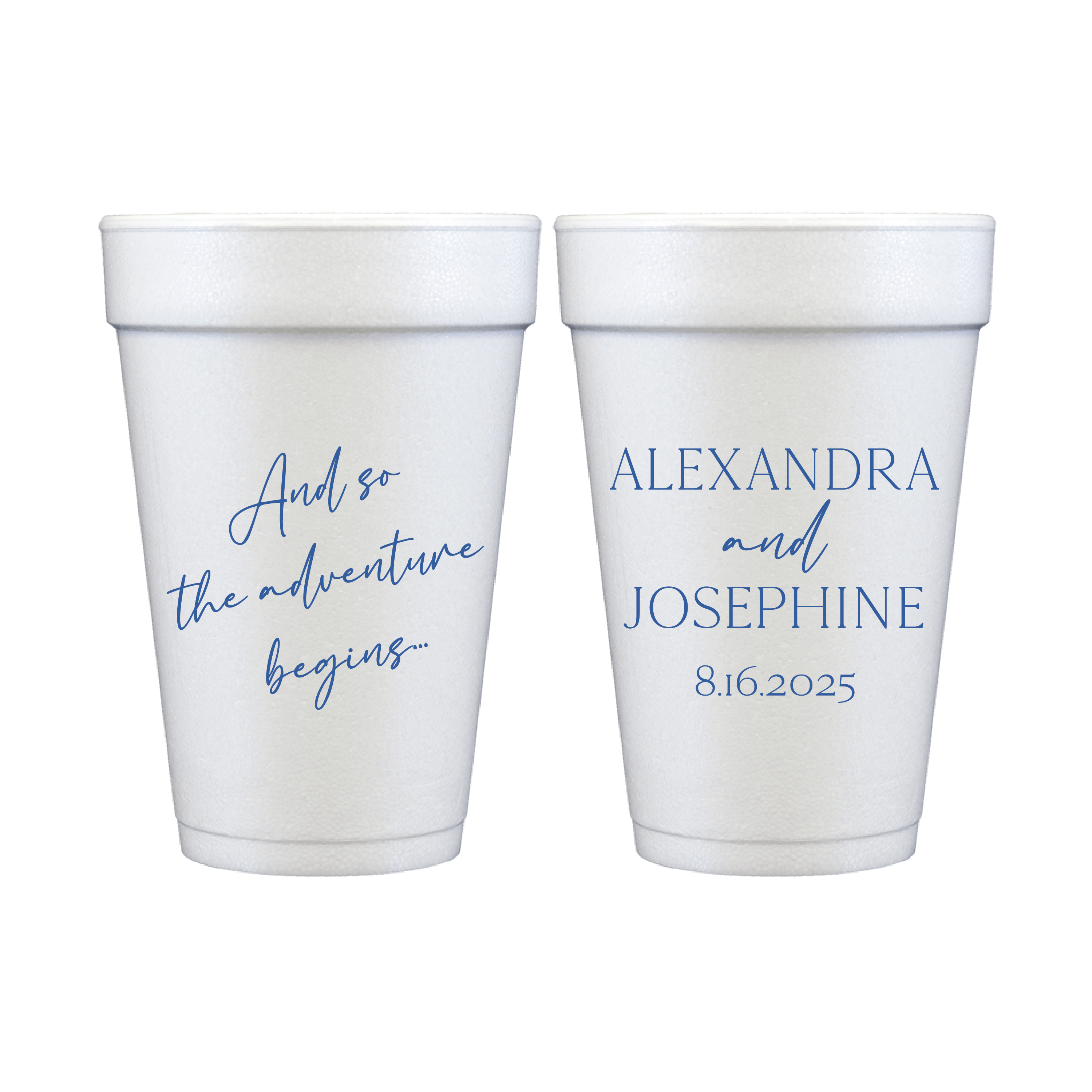 And So The Adventure Begins Personalized Foam Wedding Cups - Cup - Foam