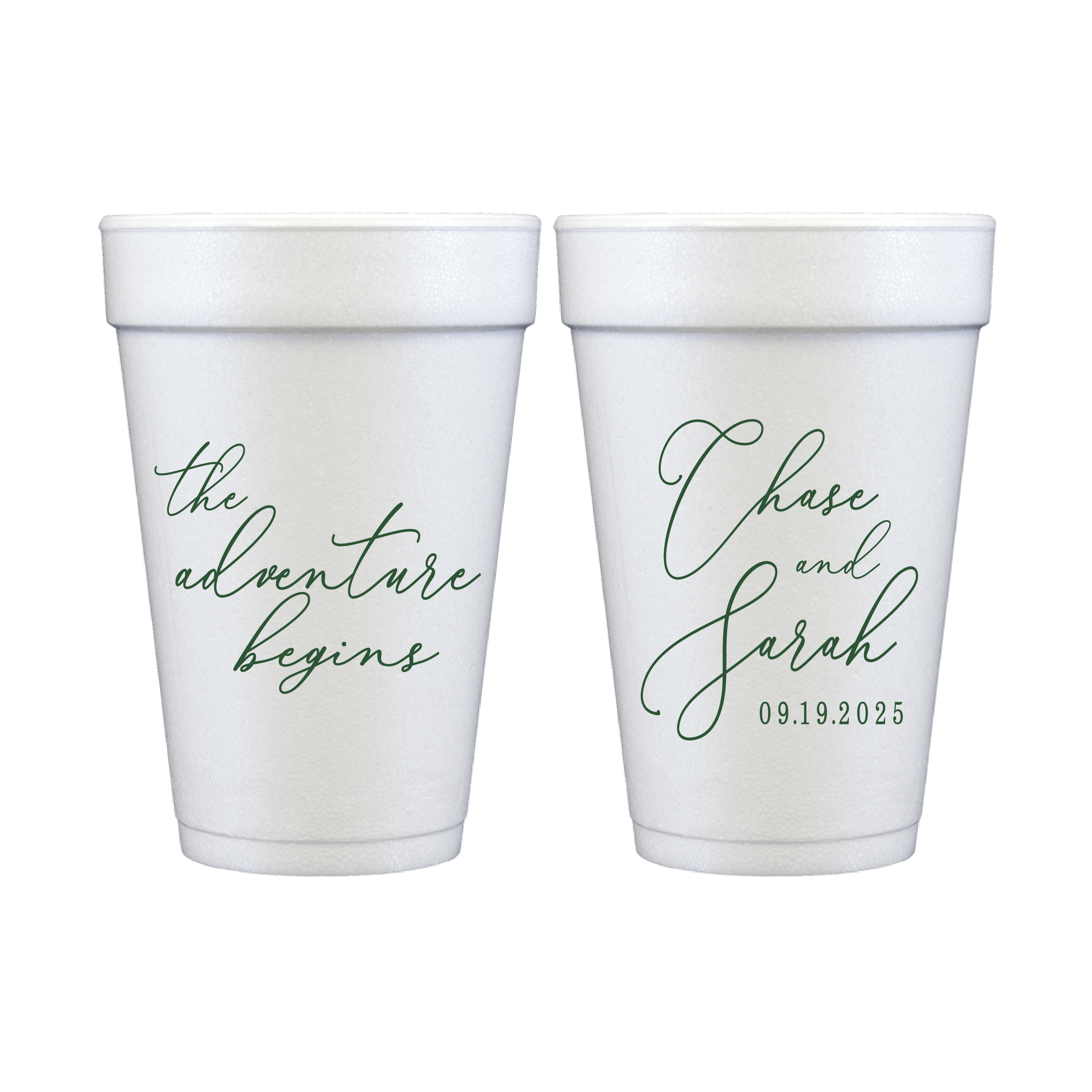 The Adventure Begins Personalized Foam Wedding Cups - Cup - Foam