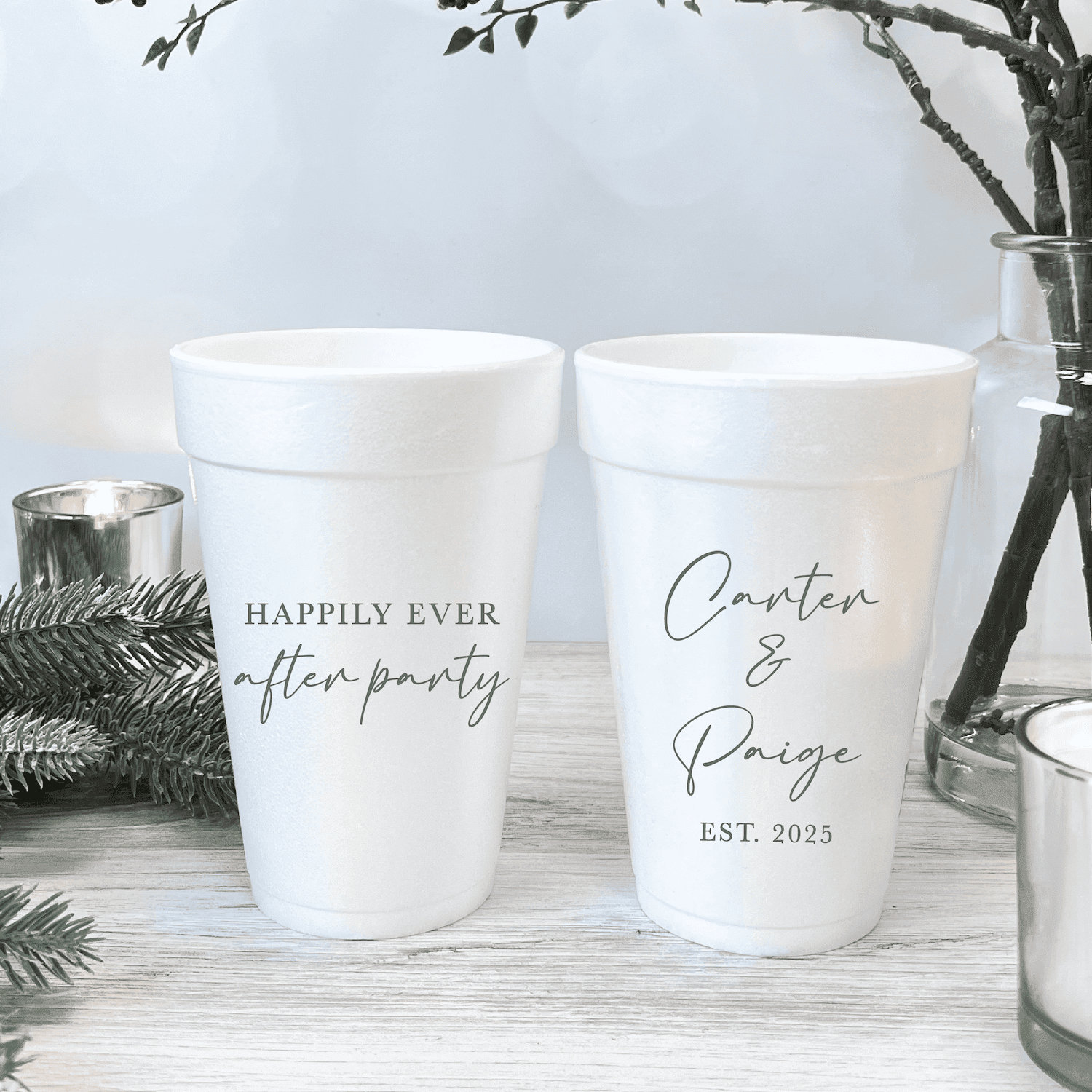 Happily Ever After Personalized Foam Wedding Cups - Cup - Foam