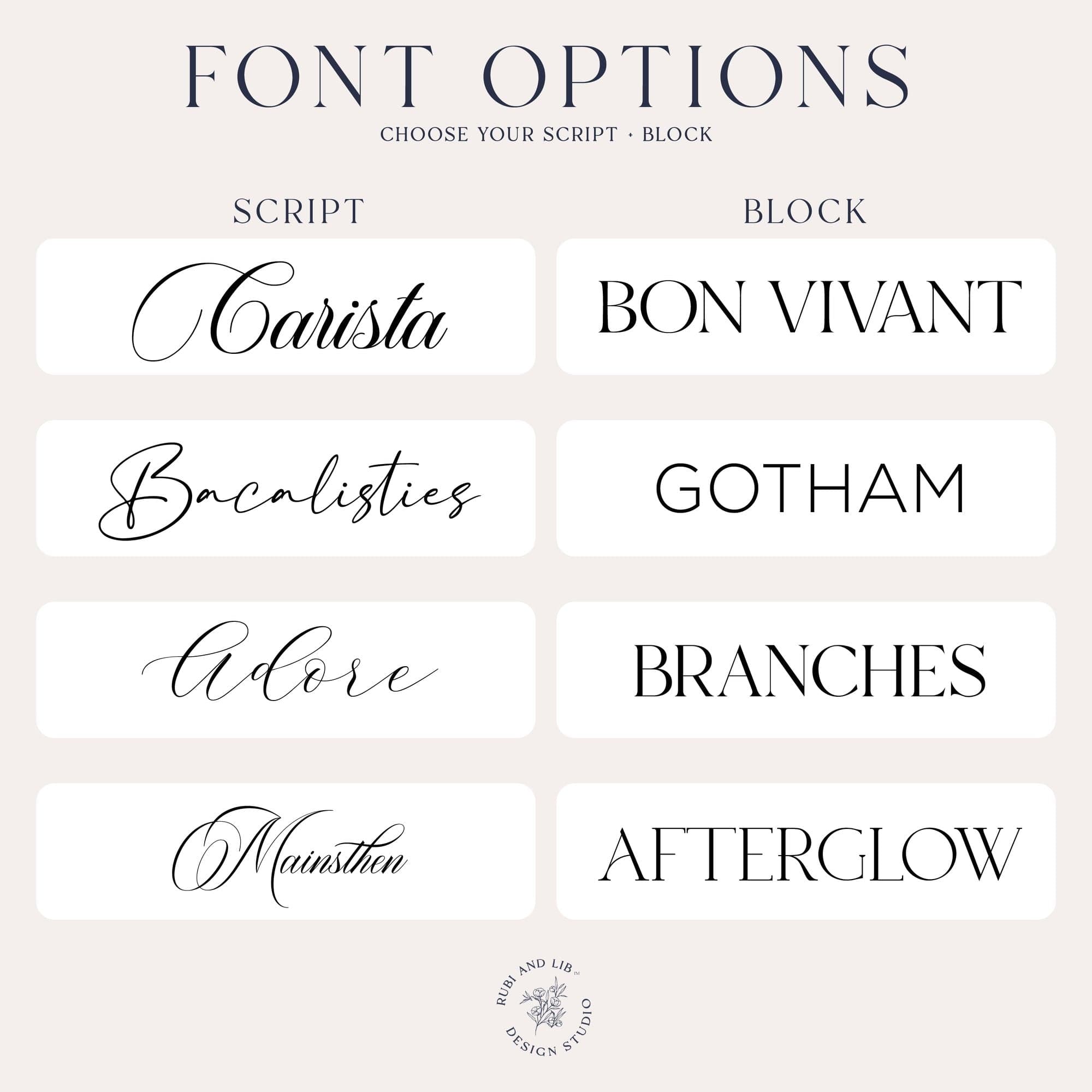 Font Options - Rubi and Lib