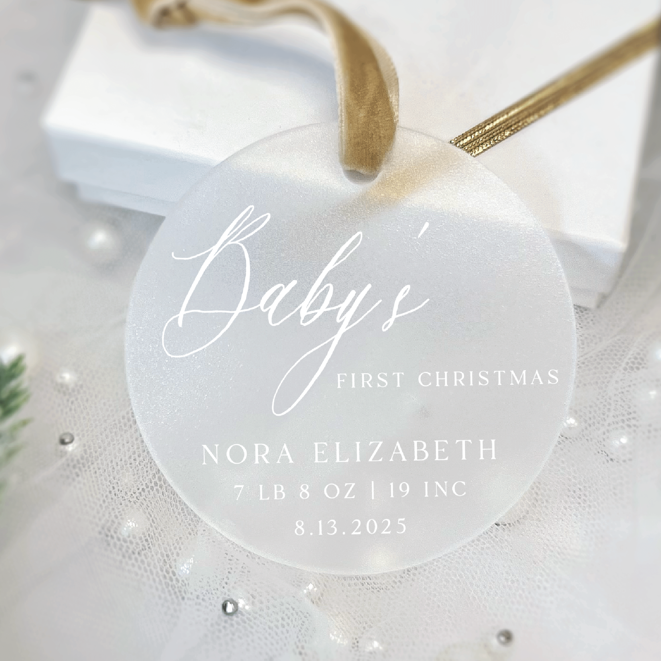 Baby's First Christmas Ornament with Birth Stats - Ornament - Acrylic