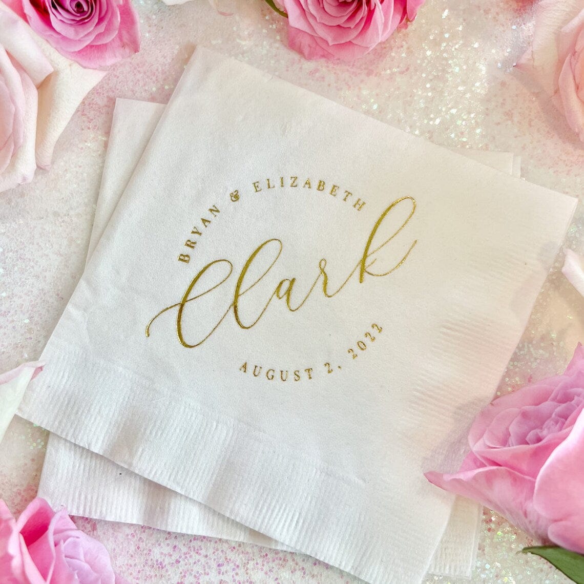 Last Name Wedding Napkins - Napkins - Foil Stamped