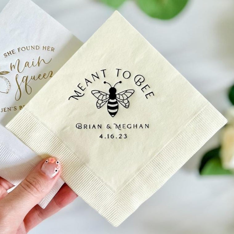 Meant to Bee Wedding Napkins - Napkins - Foil Stamped