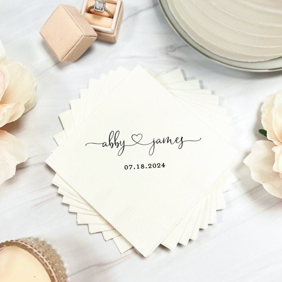 Personalized Wedding Napkins - Napkins - Foil Stamped