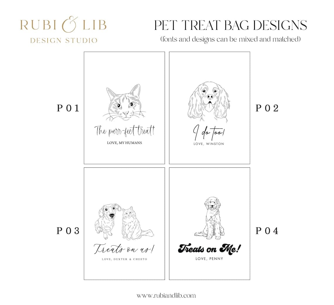 Custom Illustrated Foil Wedding Treat Bags - Treat Bag - Custom Pet Paper