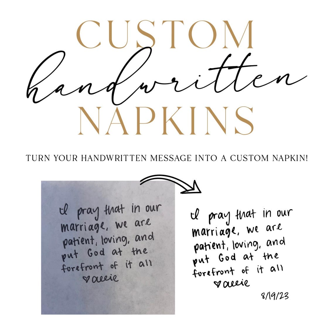 Custom Handwritten Wedding Napkins - Napkins - Handwritten