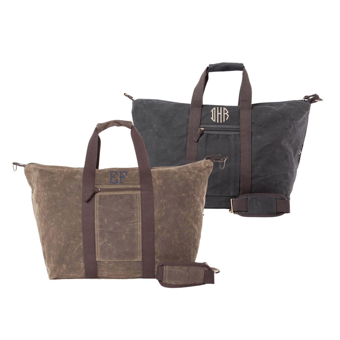 Waxed Canvas Travel Bag with Front Pocket