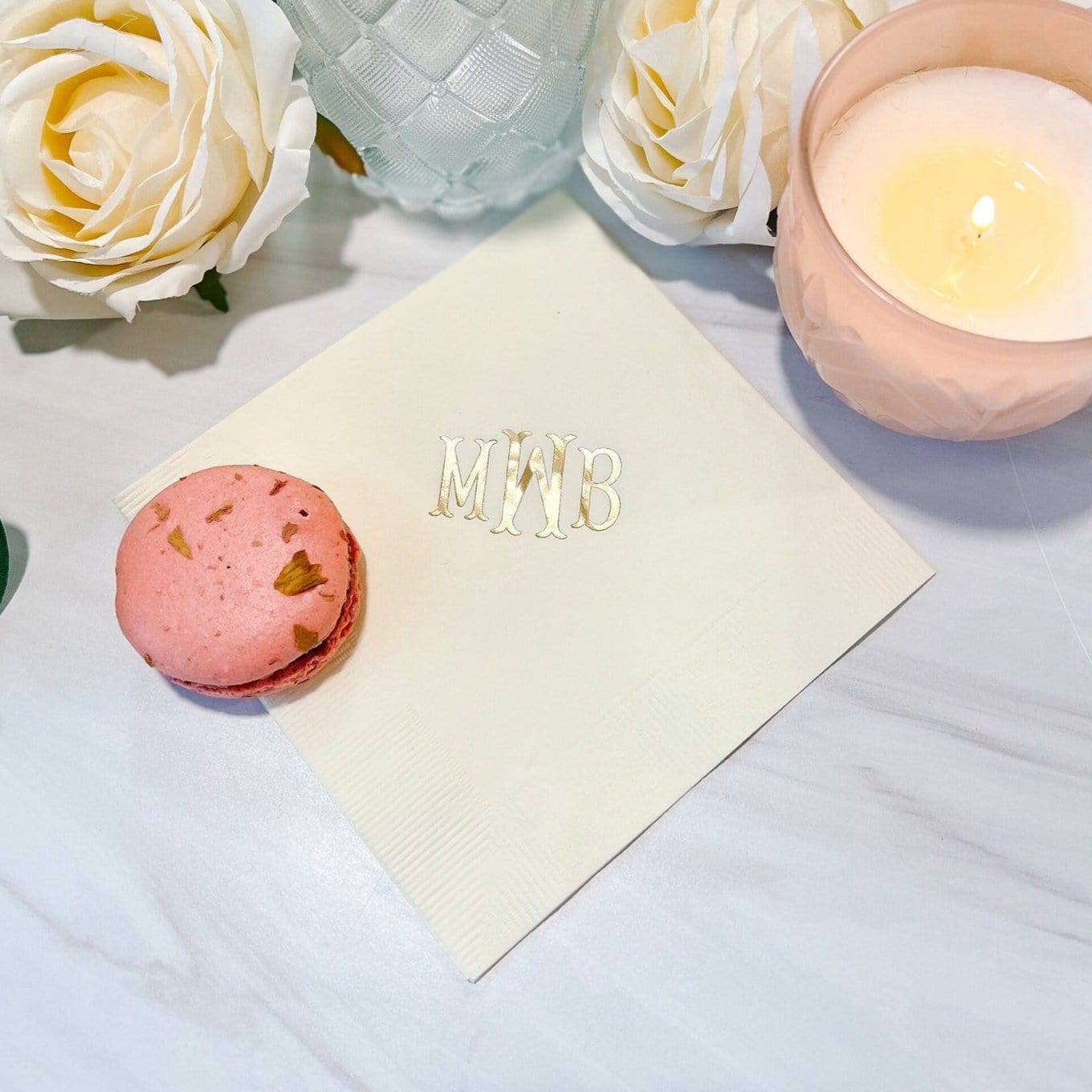 Elegant Monogram Napkins for Weddings - Napkins - Foil Stamped