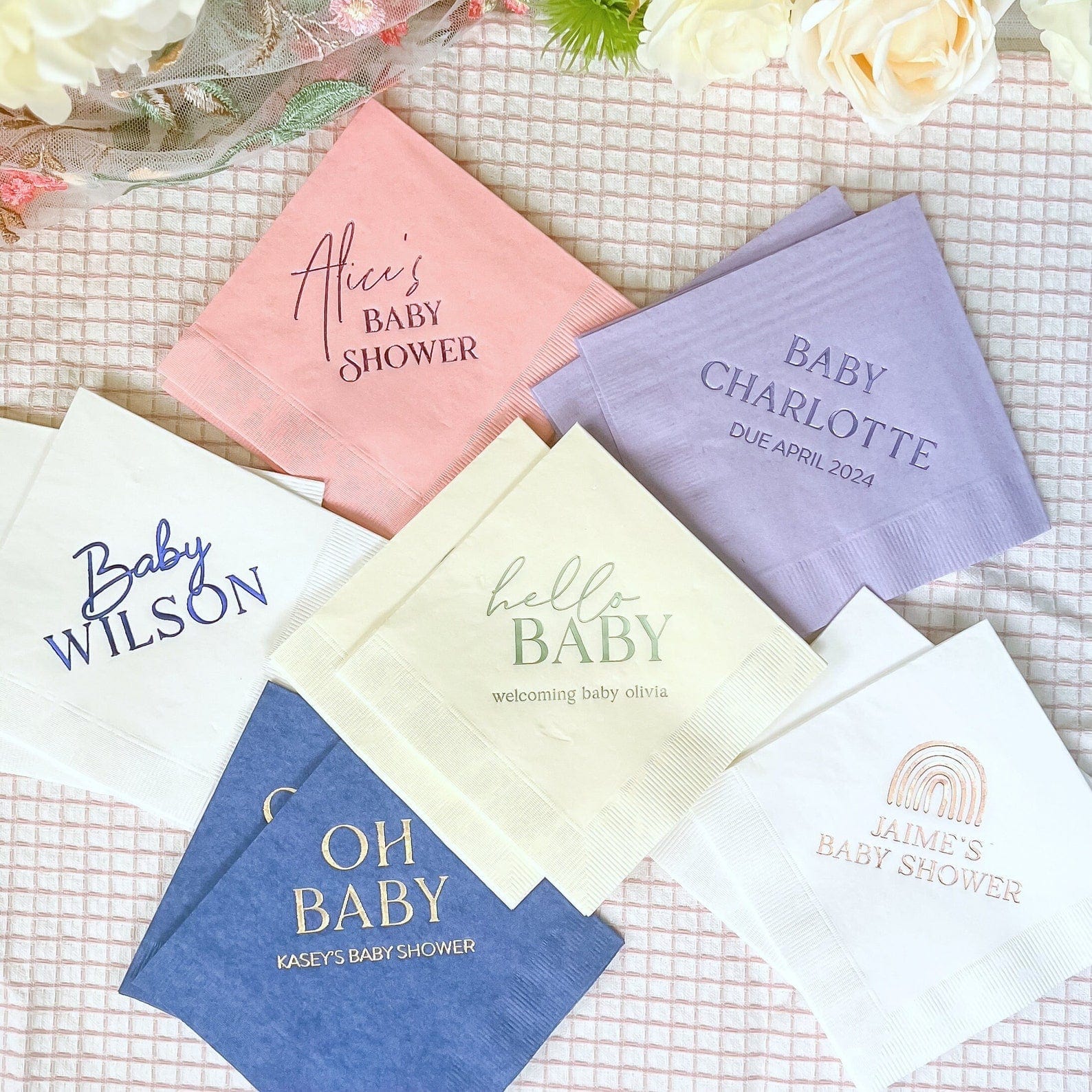 Personalized Baby Shower Napkins - Napkins - Foil Stamped