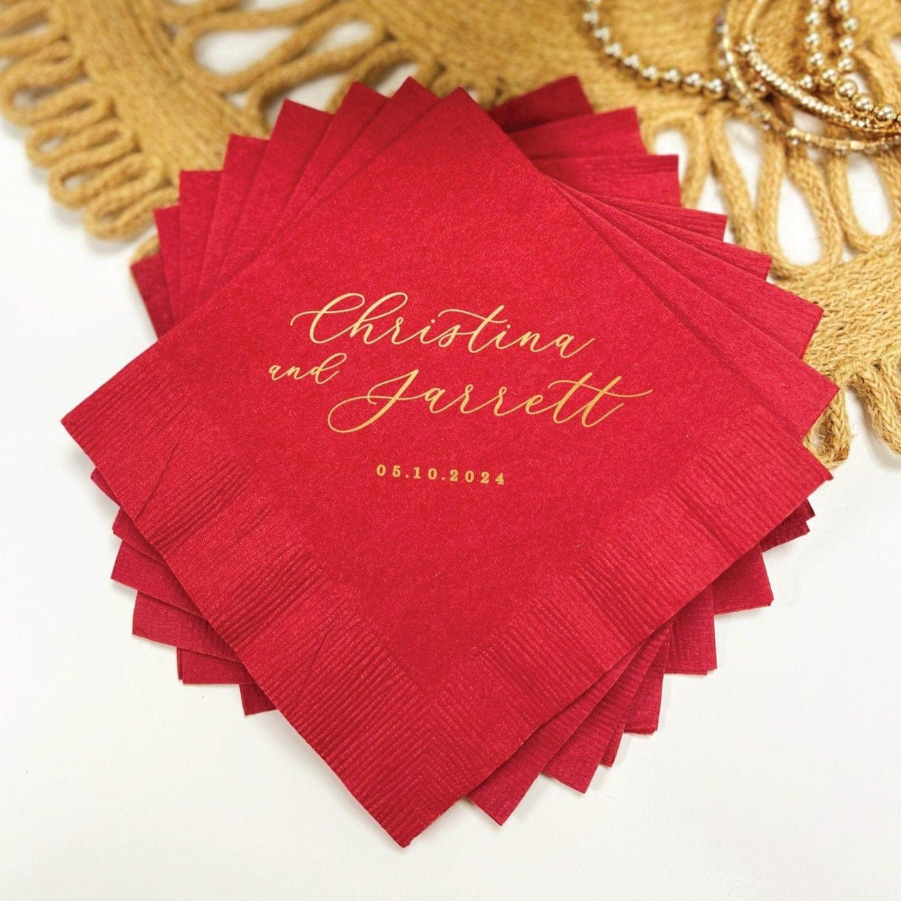 Personalized First Name Wedding Cocktail Napkins - Napkins - Foil Stamped