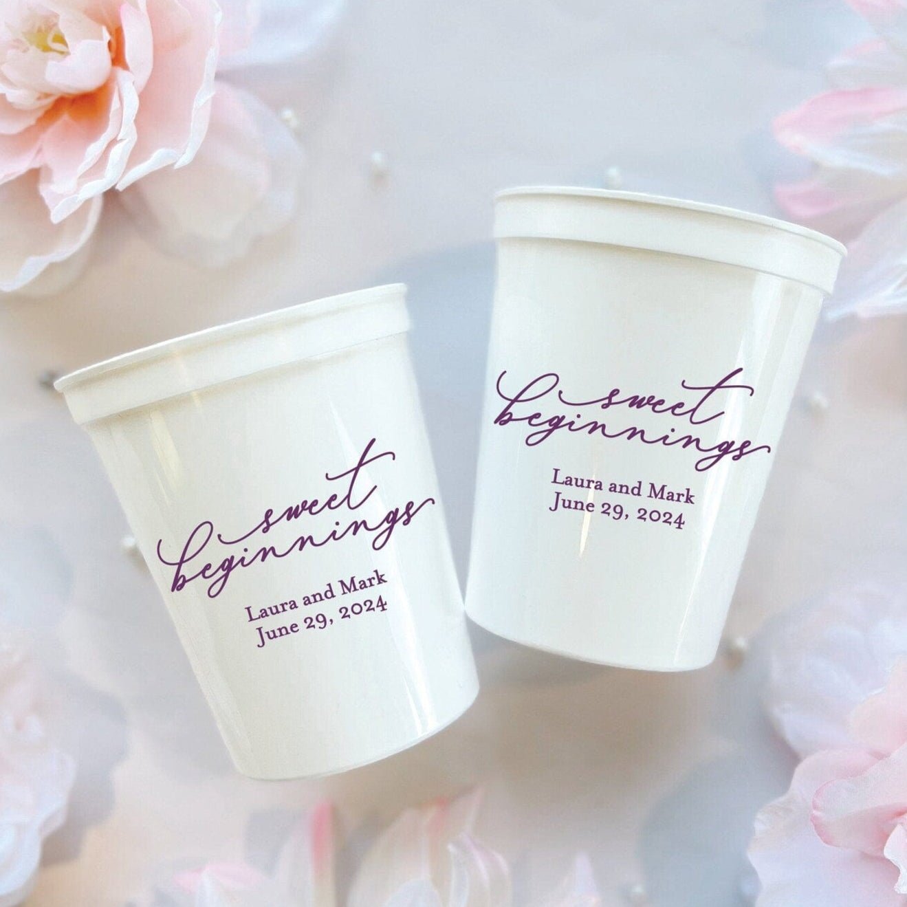 Sweet Beginnings Personalized Wedding Stadium Cups - Cup - Stadium