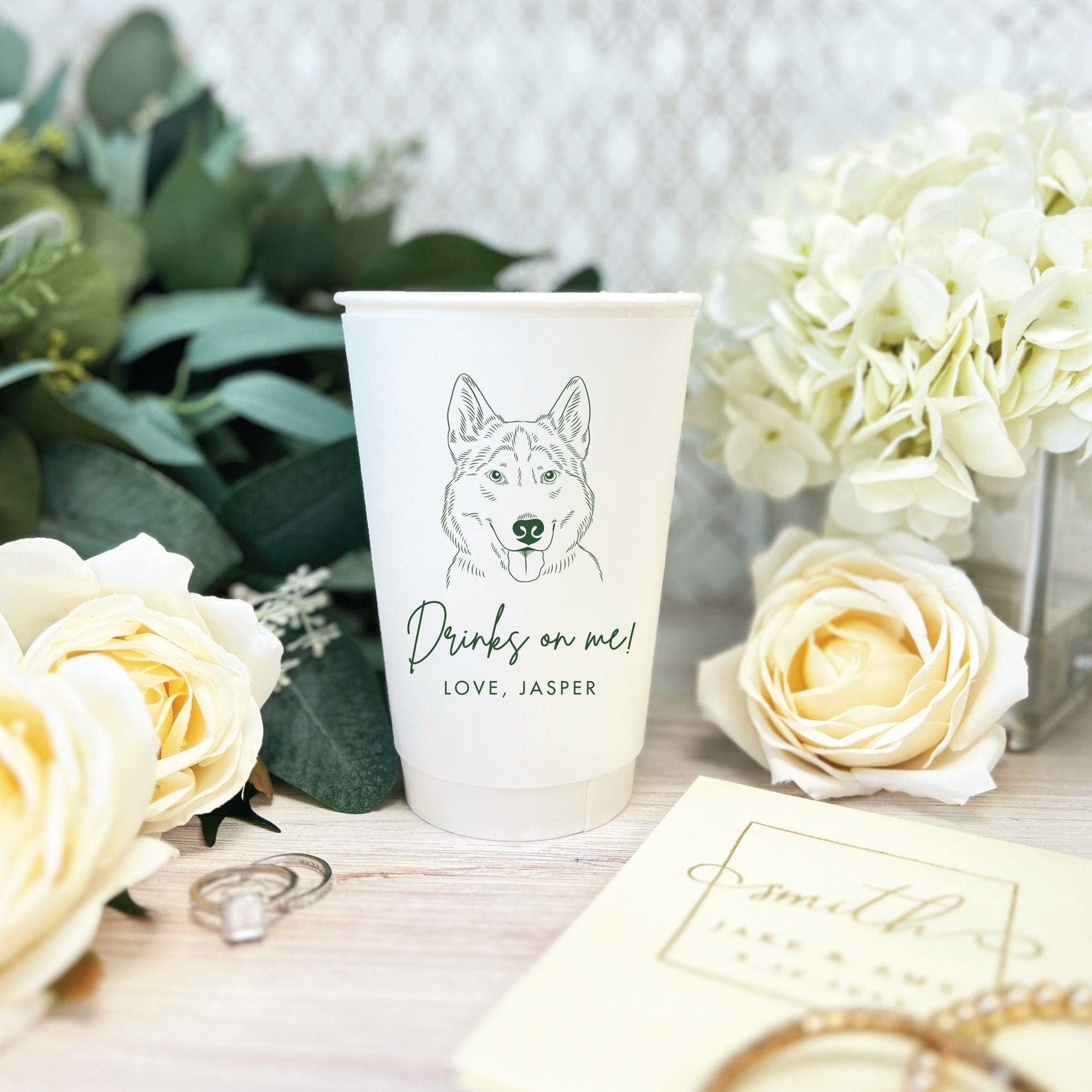 Wedding Paper Cups with Custom Dog Design - Cup - Paper Cup - Dog
