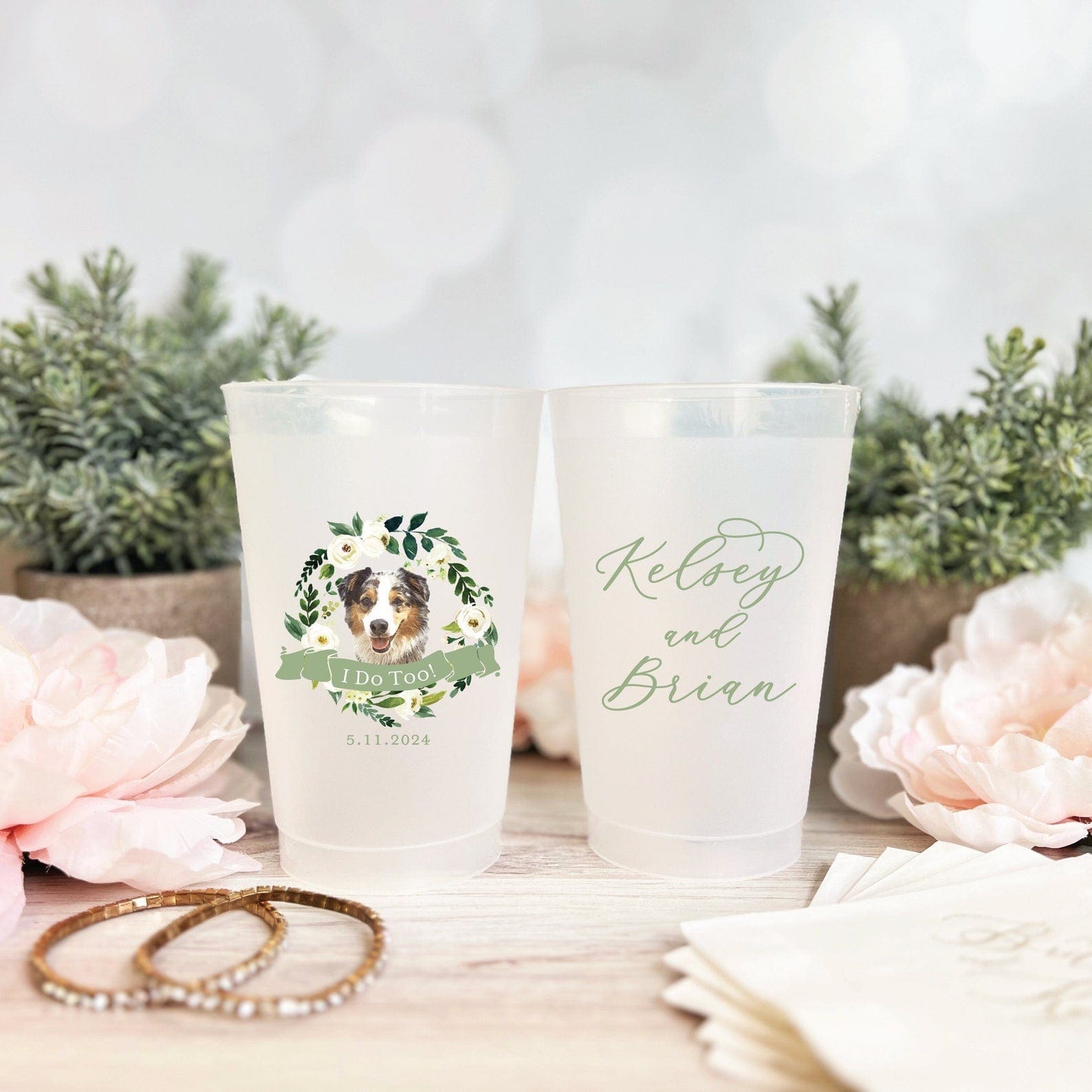 Personalized Dog Wedding Frosted Plastic Cups - Cup - Frosted Full Color - Dog