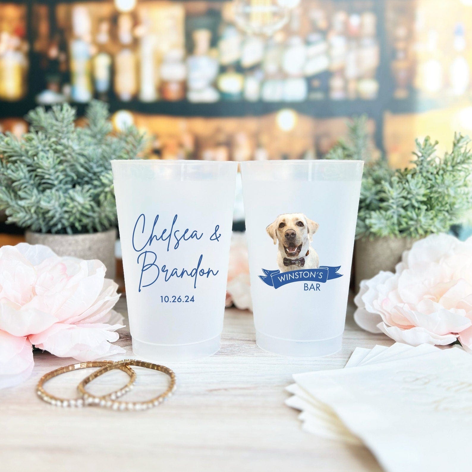 Full Color Personalized Dog Wedding Reception Cups - Cup - Frosted Full Color - Dog