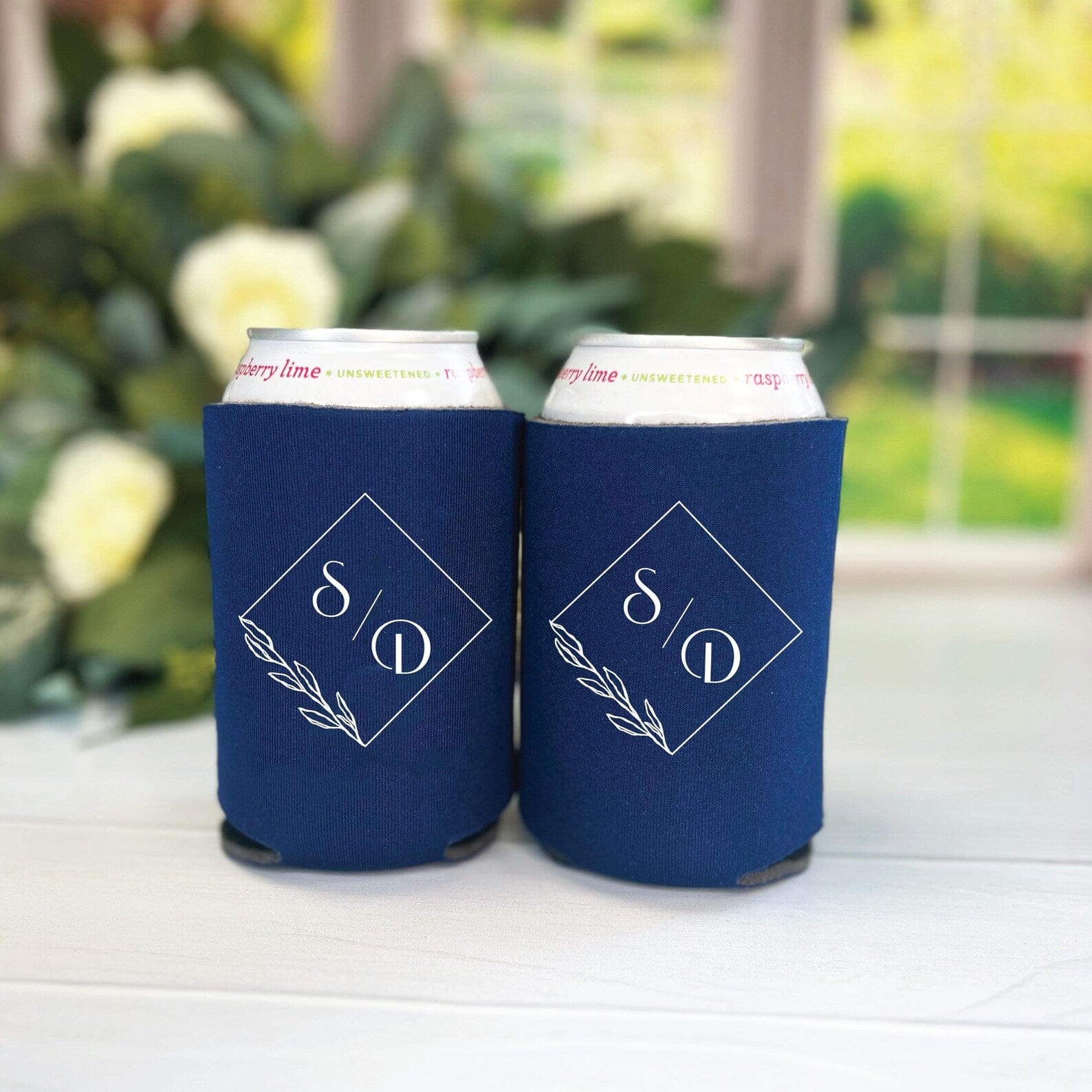 Monogrammed Wedding Reception Can Holder - Can Cooler