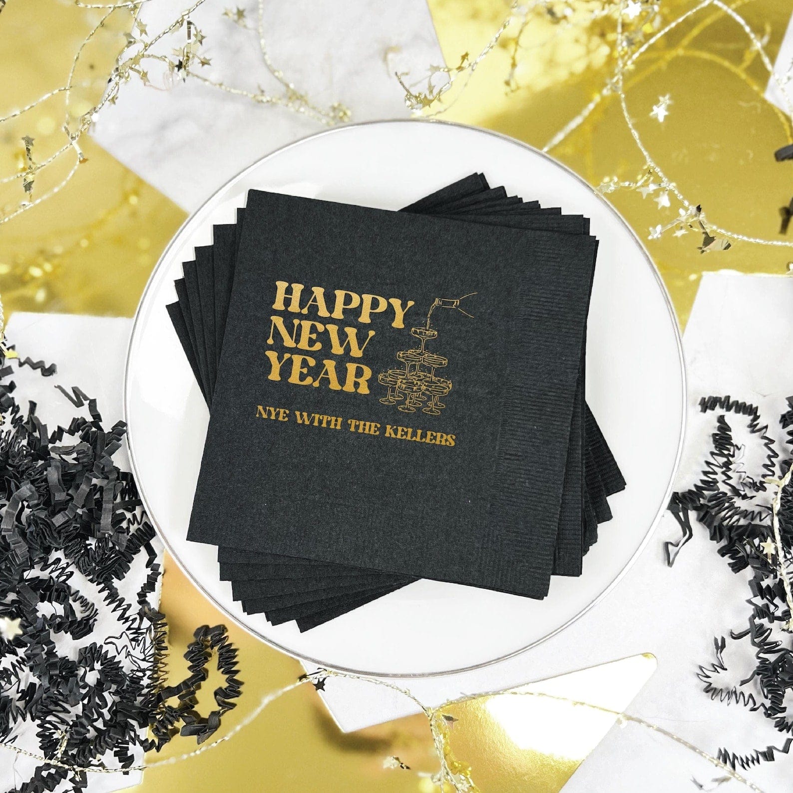 Happy New Year Party Napkins - Napkins - Foil Stamped