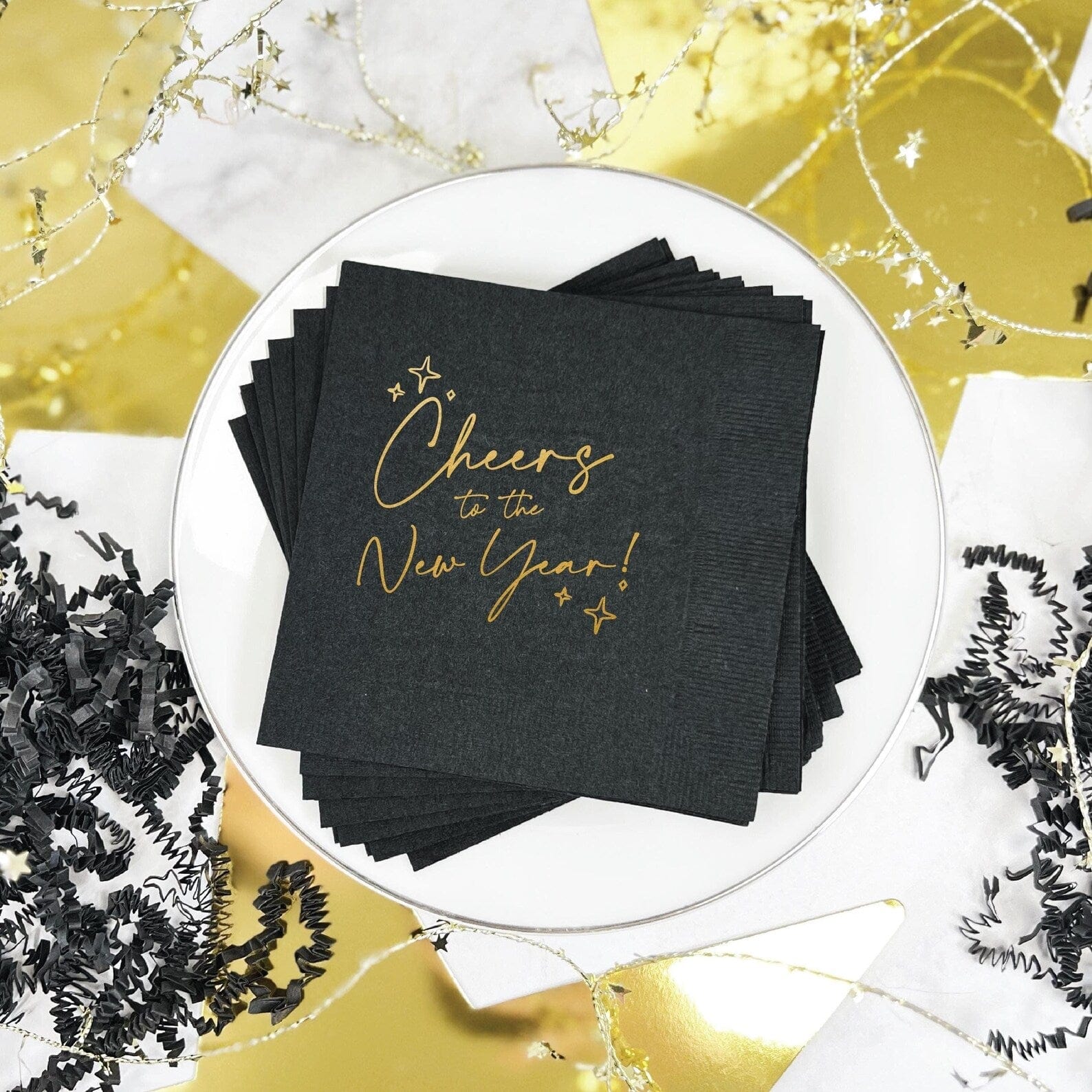 Cheers To The New Year Party Napkins - Napkins - Foil Stamped